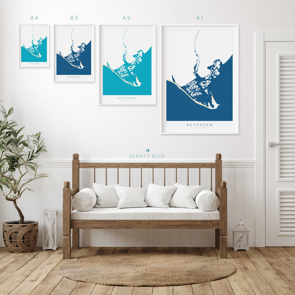 Keyhaven Print - Keyhaven Map, Keyhaven River Print, Hurst Castle Map Art, New Forest Travel Poster, Nautical Art, Hampshire, The Solent