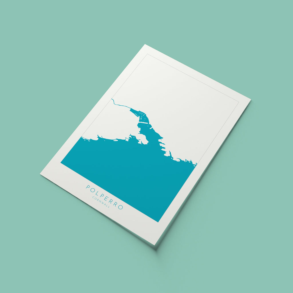 Polperro Map Print - Polperro Art, Cornwall Map, Polperro Beach, River Pol, South Cornwall, Cornish Coast Print, Nautical Home Decor