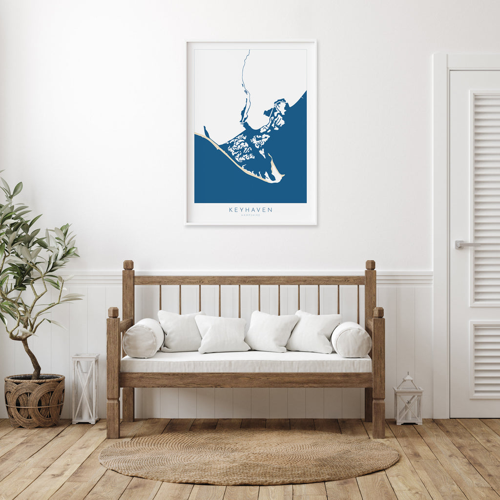 Keyhaven Print - Keyhaven Map, Keyhaven River Print, Hurst Castle Map Art, New Forest Travel Poster, Nautical Art, Hampshire, The Solent