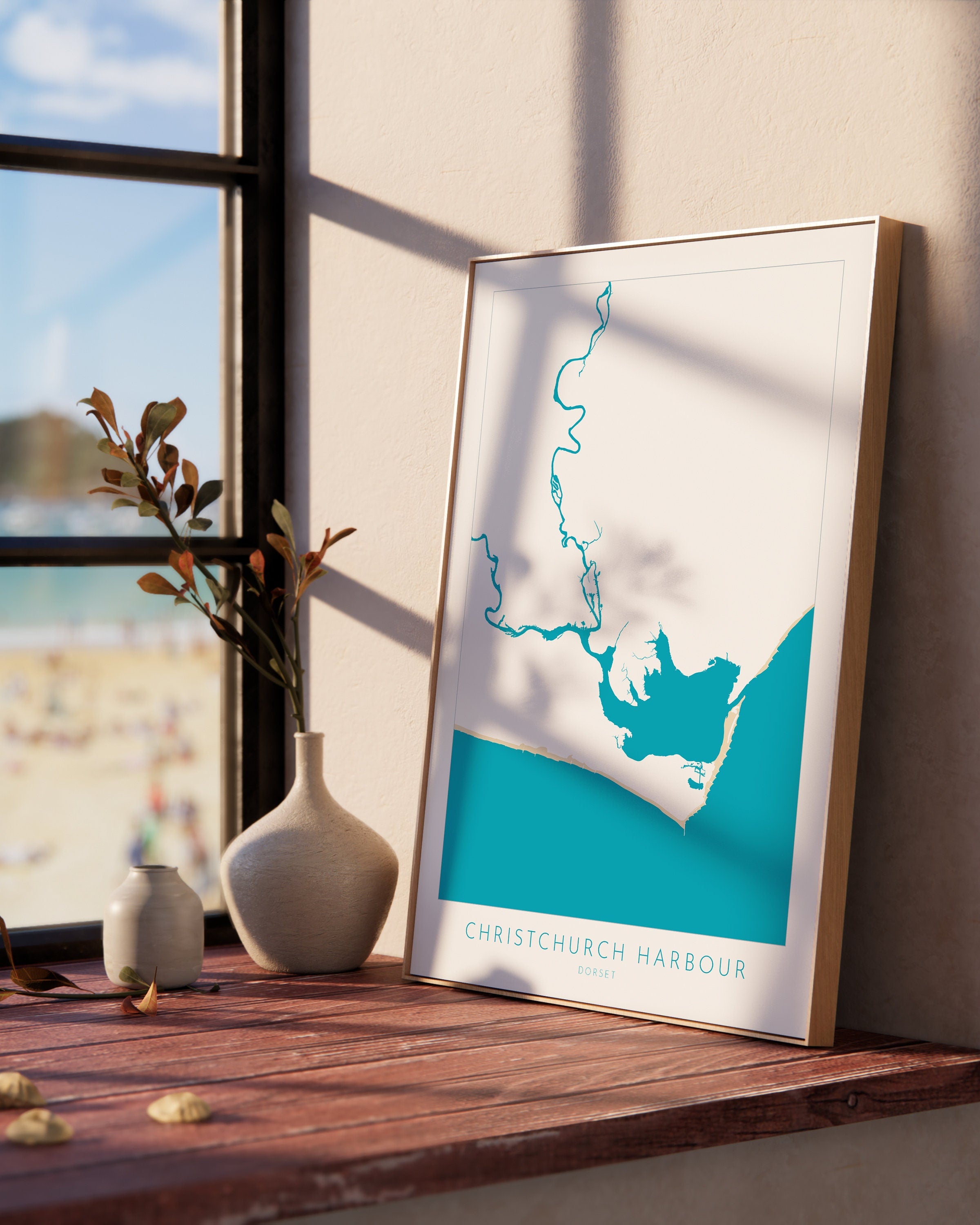 Christchurch Harbour Map - Christchurch Art, Mudeford, Bosham, Hengistbury Head, Nautical Art, Bournemouth Art, Dorset, Dorset Beach Art