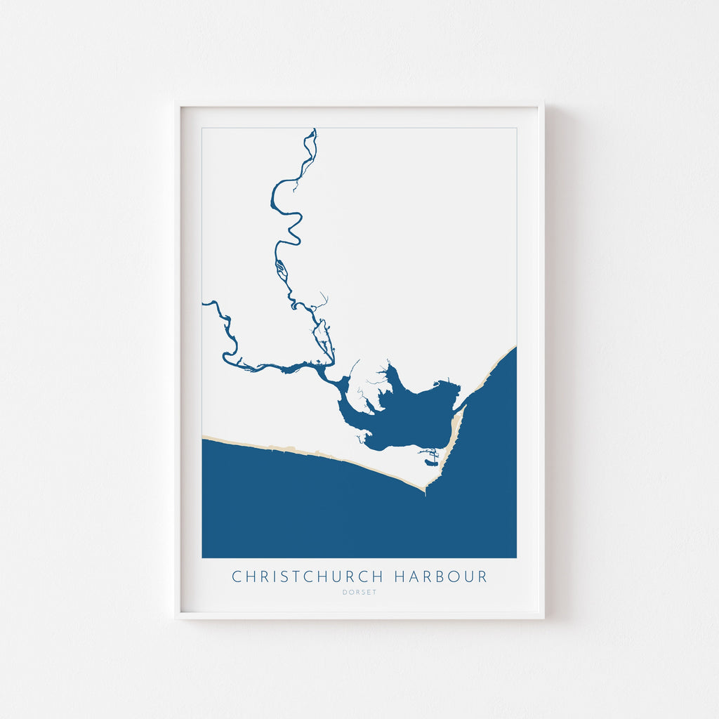 Christchurch Harbour Map - Christchurch Art, Mudeford, Bosham, Hengistbury Head, Nautical Art, Bournemouth Art, Dorset, Dorset Beach Art