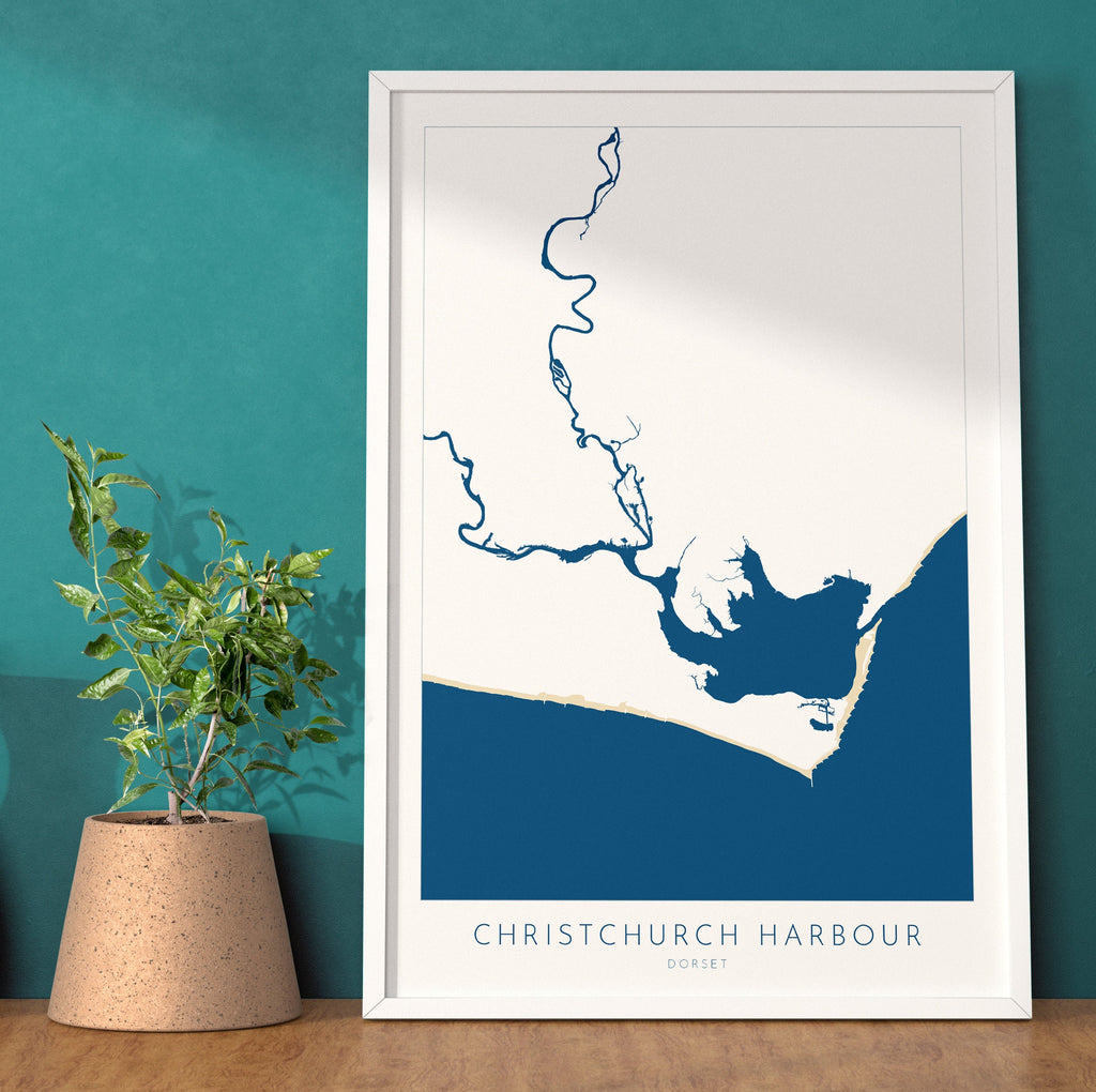 Christchurch Harbour Map - Christchurch Art, Mudeford, Bosham, Hengistbury Head, Nautical Art, Bournemouth Art, Dorset, Dorset Beach Art