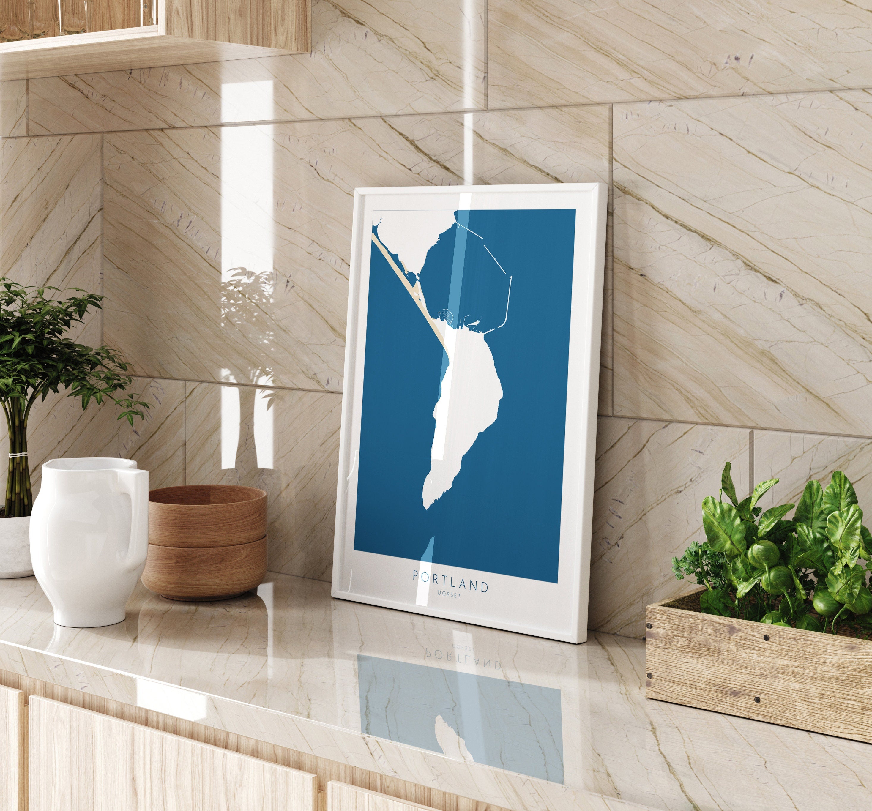 Isle of Portland Map - Dorset Art, Portland Dorset Print, Portland Harbour Map art, Portland UK, Jurassic Coast Map, Dorset Travel Poster