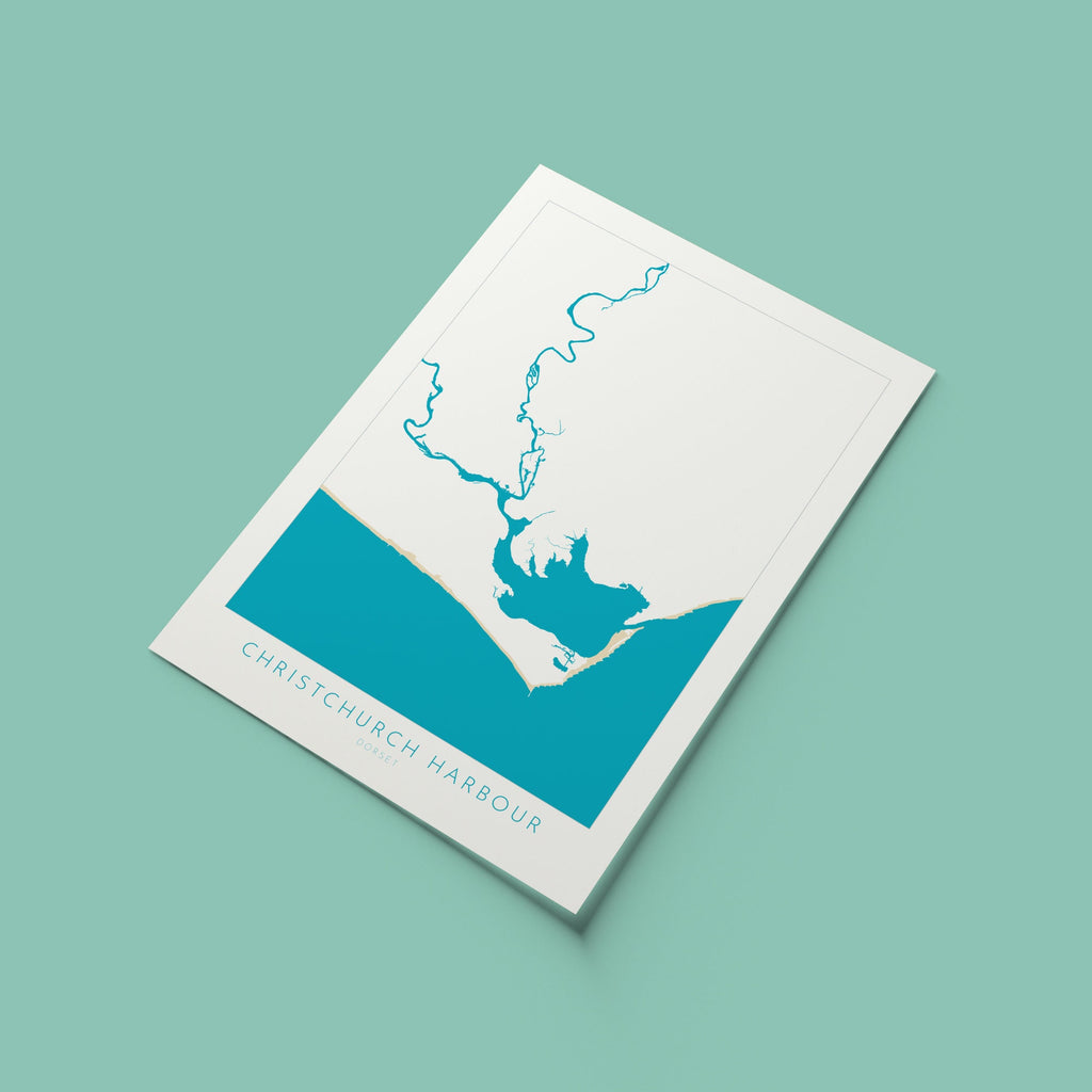 Christchurch Harbour Map - Christchurch Art, Mudeford, Bosham, Hengistbury Head, Nautical Art, Bournemouth Art, Dorset, Dorset Beach Art