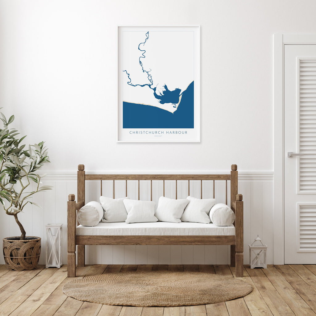 Christchurch Harbour Map - Christchurch Art, Mudeford, Bosham, Hengistbury Head, Nautical Art, Bournemouth Art, Dorset, Dorset Beach Art