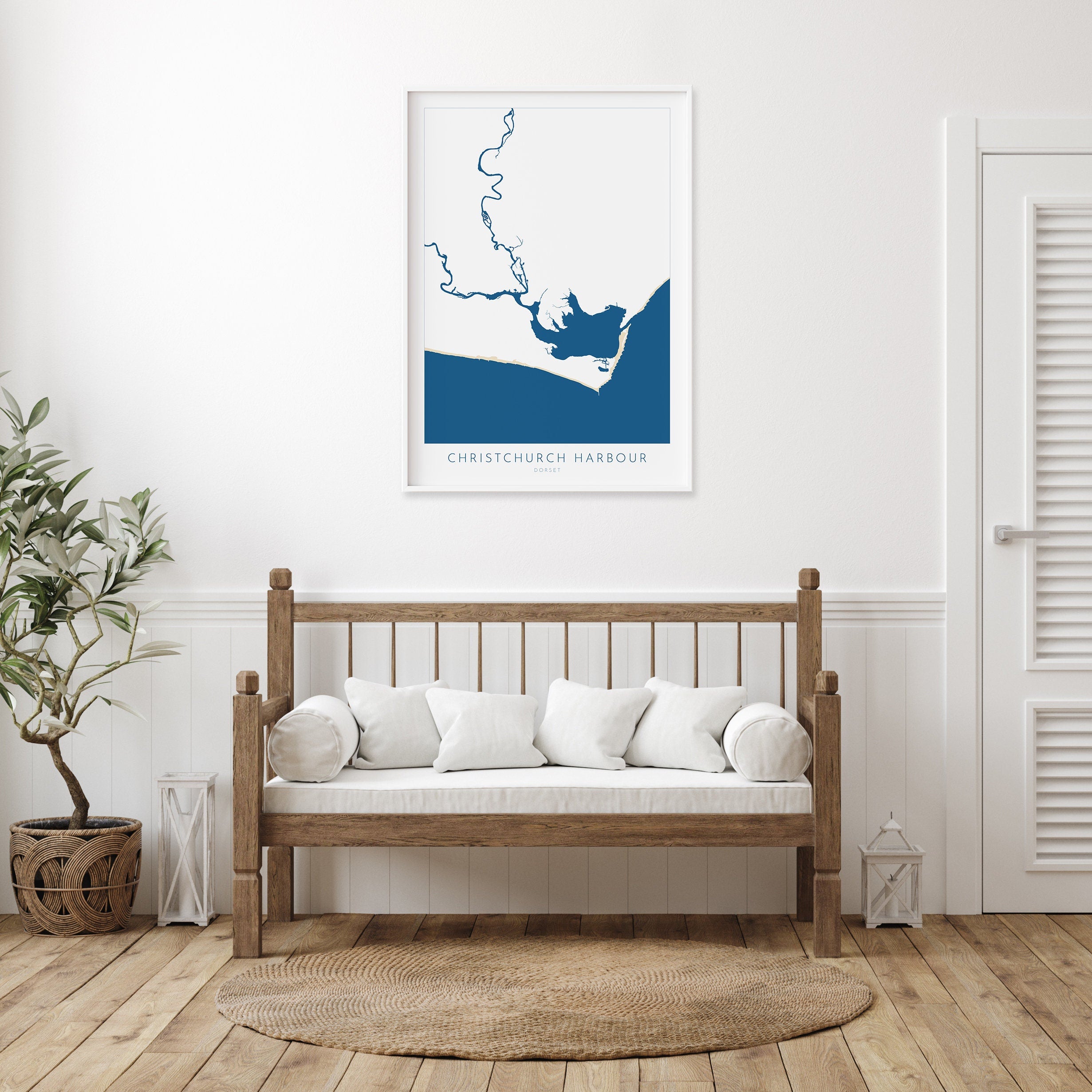 Christchurch Harbour Map - Christchurch Art, Mudeford, Bosham, Hengistbury Head, Nautical Art, Bournemouth Art, Dorset, Dorset Beach Art