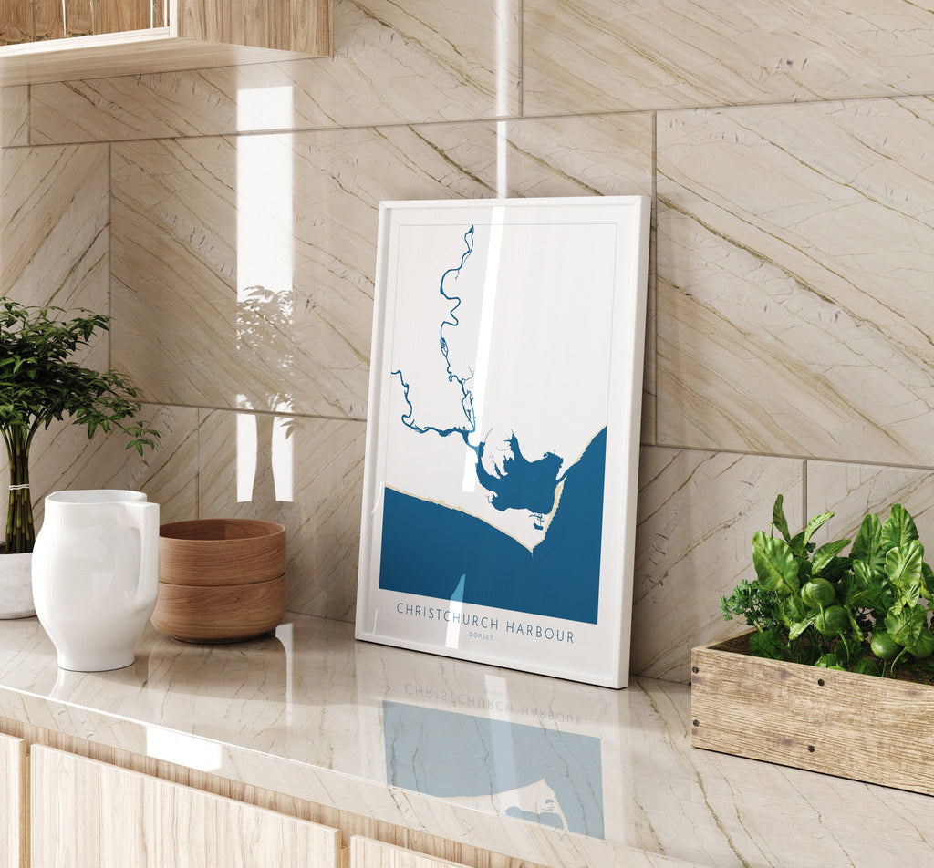 Christchurch Harbour Map - Christchurch Art, Mudeford, Bosham, Hengistbury Head, Nautical Art, Bournemouth Art, Dorset, Dorset Beach Art