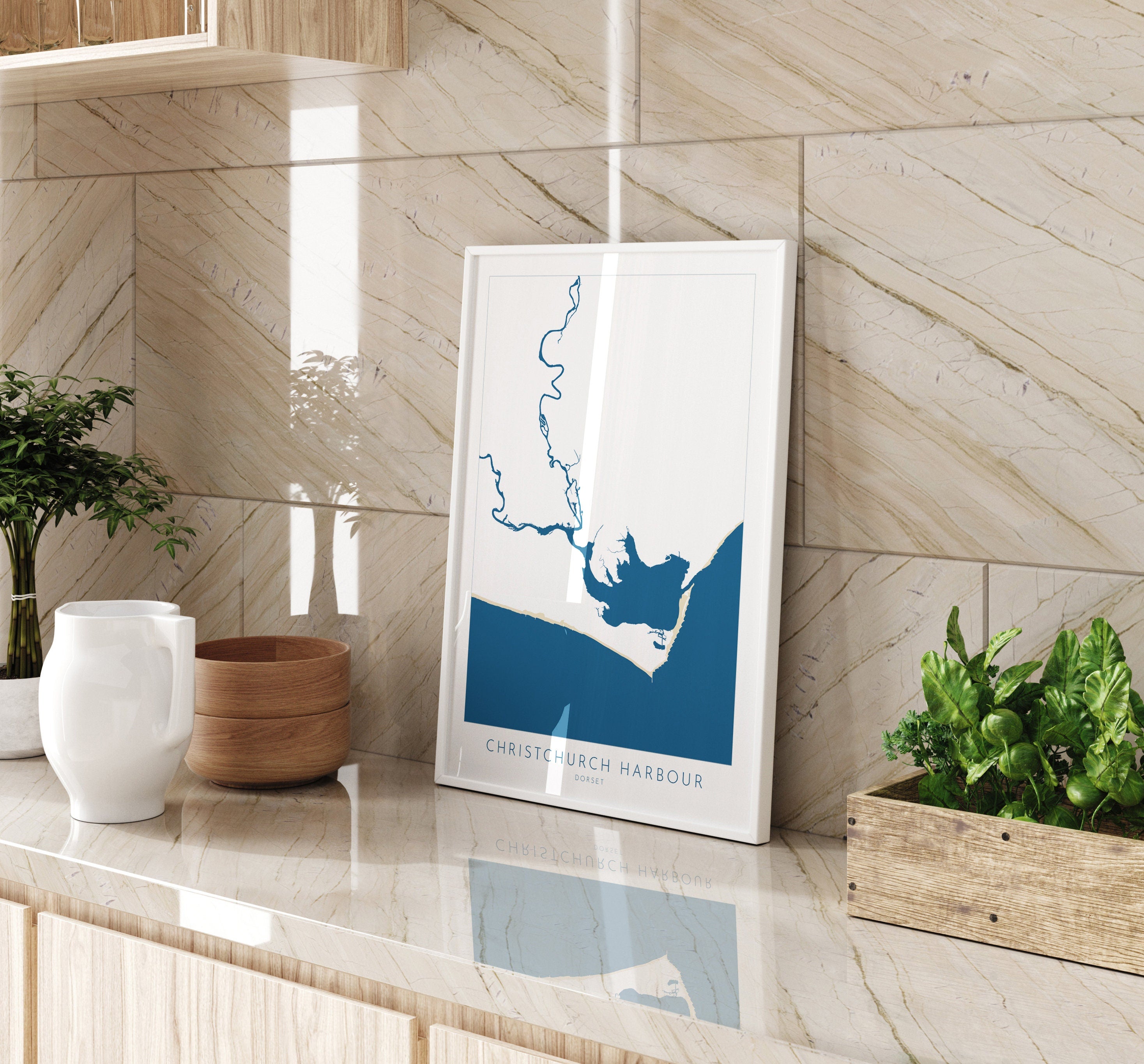 Christchurch Harbour Map - Christchurch Art, Mudeford, Bosham, Hengistbury Head, Nautical Art, Bournemouth Art, Dorset, Dorset Beach Art