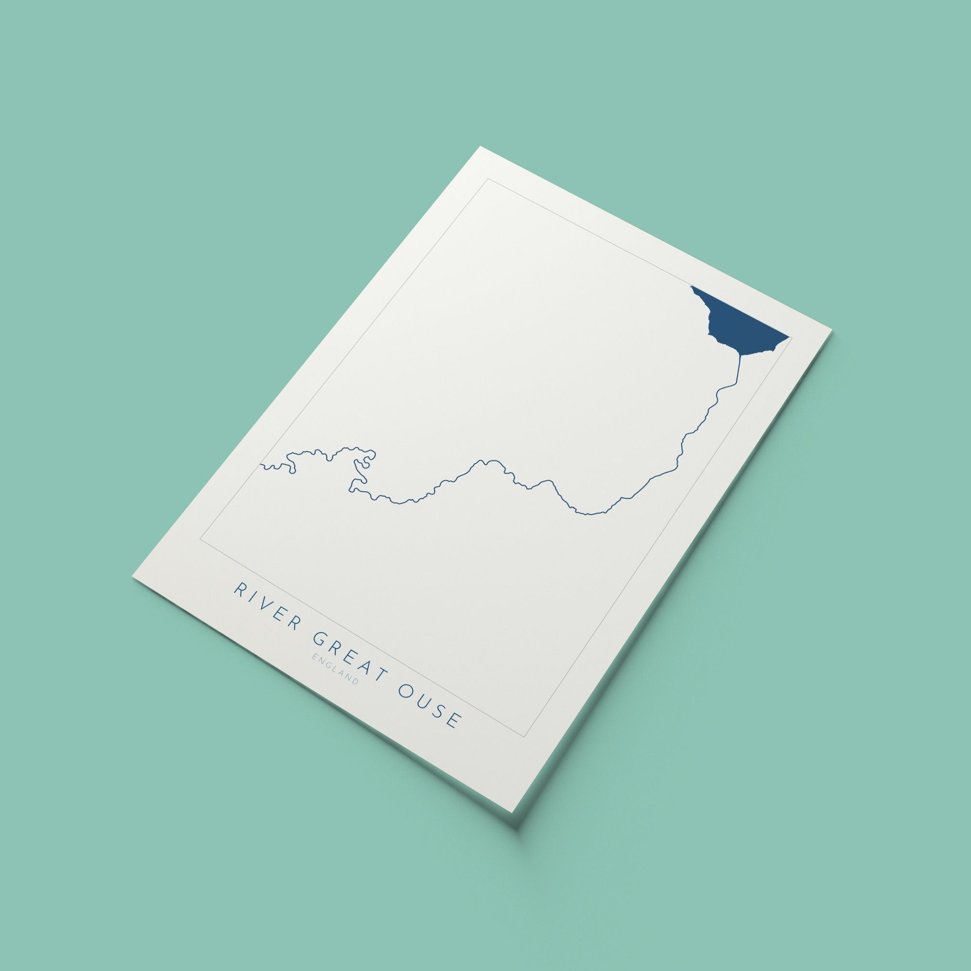 River Great Ouse Art - River Great Ouse Map, The Wash, Kings Lynn, River Art, Map Art, UK