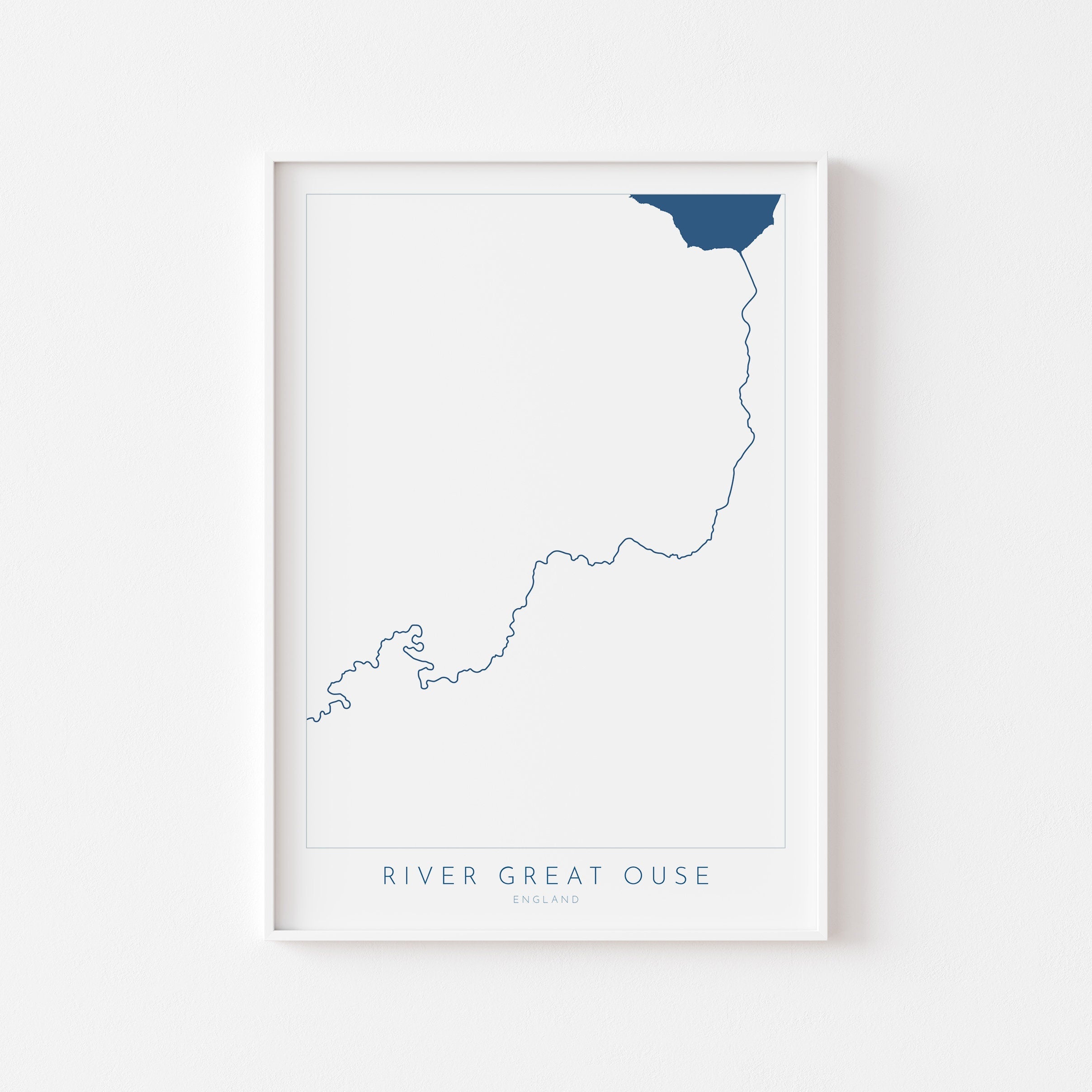 River Great Ouse Art - River Great Ouse Map, The Wash, Kings Lynn, River Art, Map Art, UK