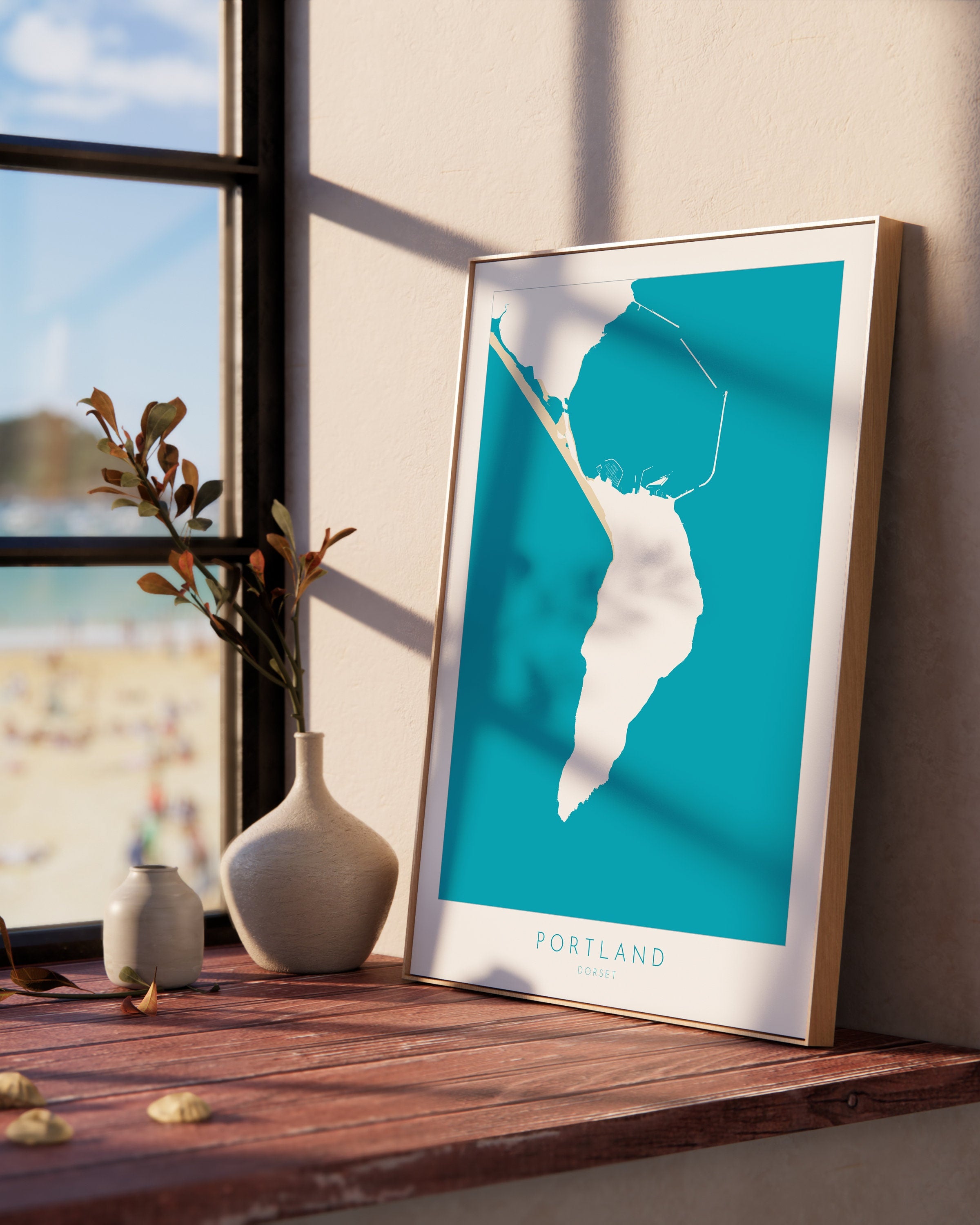 Isle of Portland Map - Dorset Art, Portland Dorset Print, Portland Harbour Map art, Portland UK, Jurassic Coast Map, Dorset Travel Poster