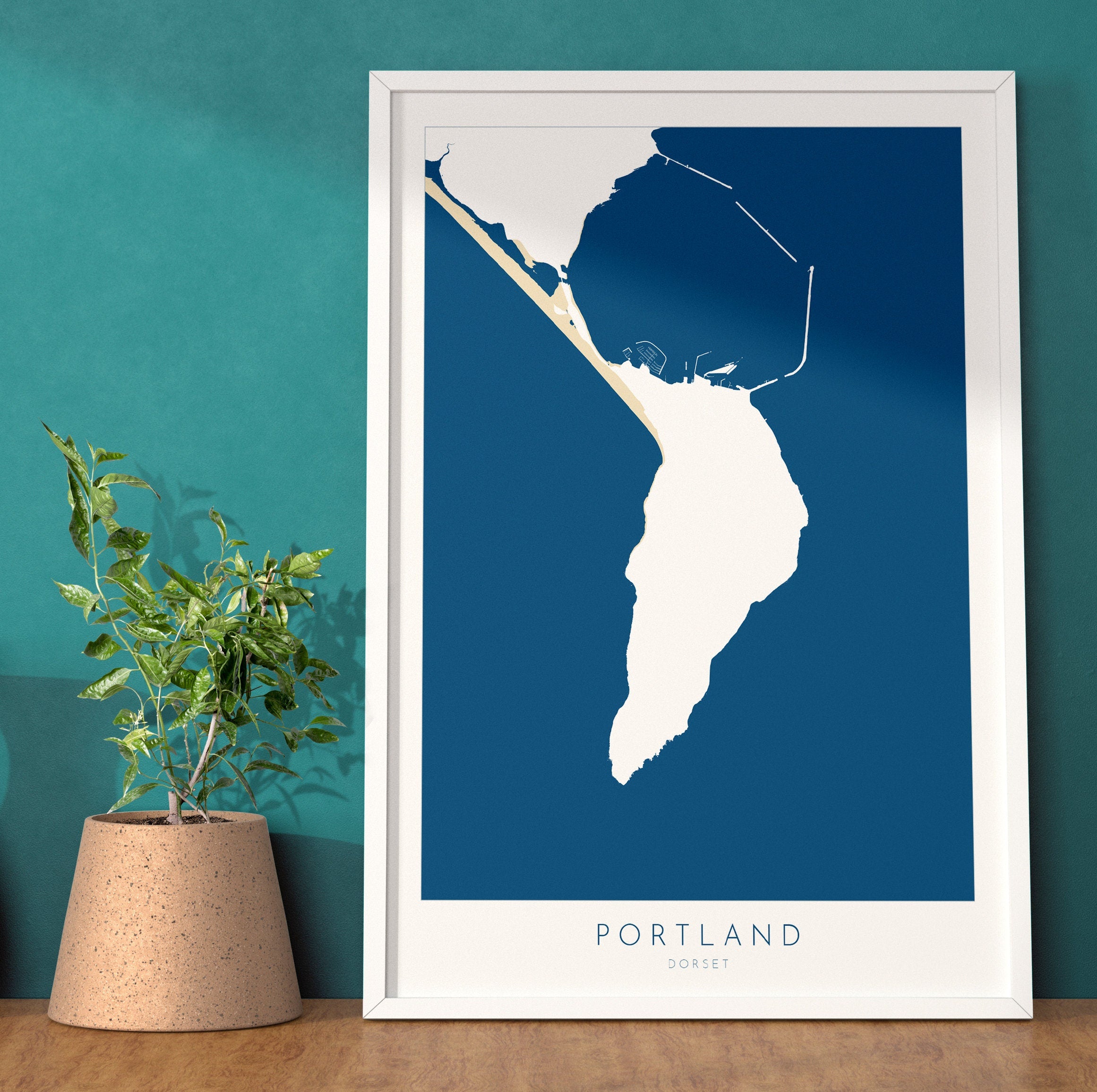 Isle of Portland Map - Dorset Art, Portland Dorset Print, Portland Harbour Map art, Portland UK, Jurassic Coast Map, Dorset Travel Poster
