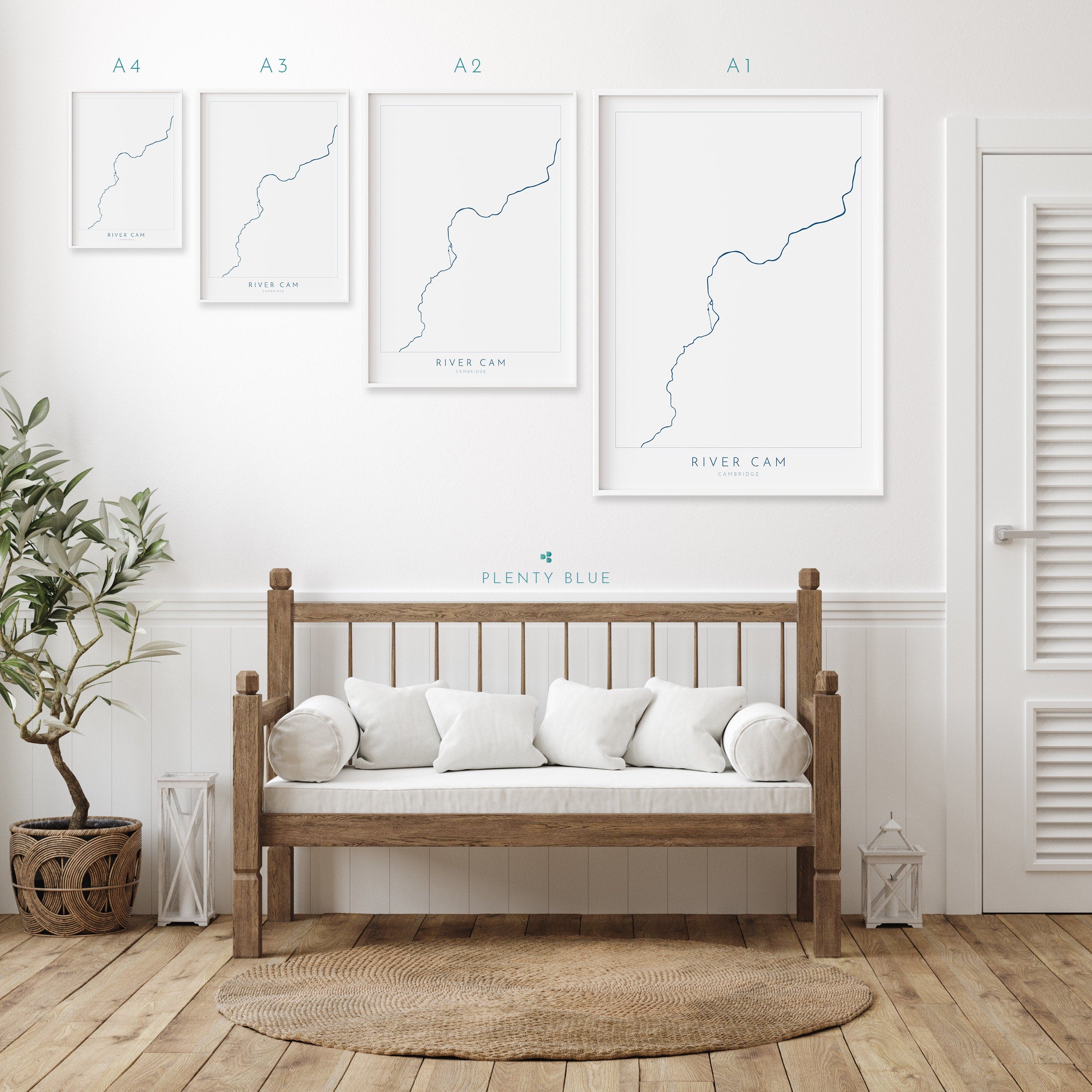 River Cam Art - Cambridge Map, River Cam Map, Cambridge Art Print, River Cam Art, Cambridge Travel Poster, Punting Cambridge