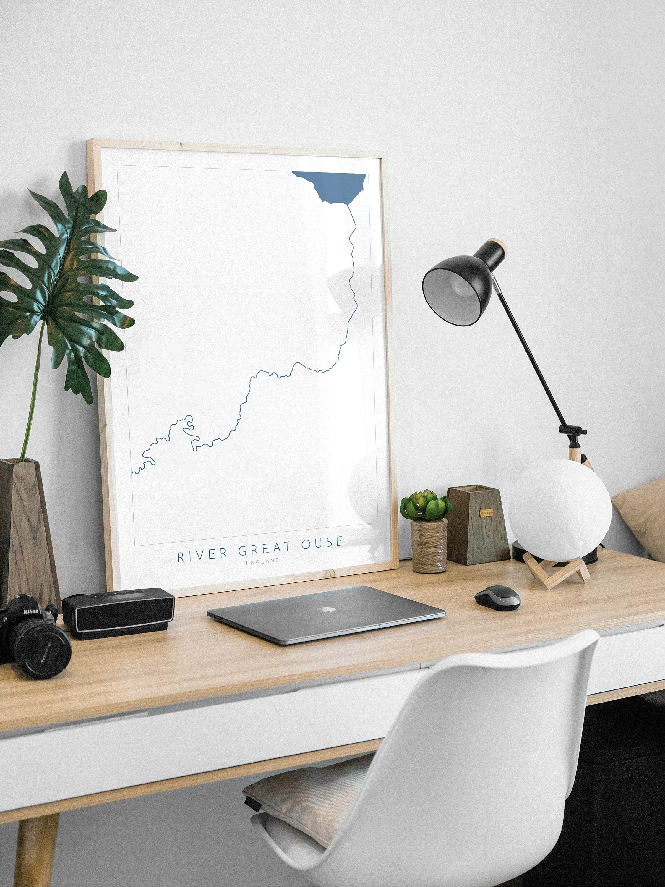 River Great Ouse Art - River Great Ouse Map, The Wash, Kings Lynn, River Art, Map Art, UK