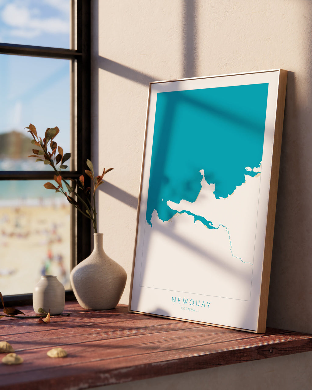 Newquay Map Art - Newquay Beach Print, Newquay Print, Cornwall Art, Cornwall Beach Art, Cornwall Coast Travel Poster, Southwest Coast Path