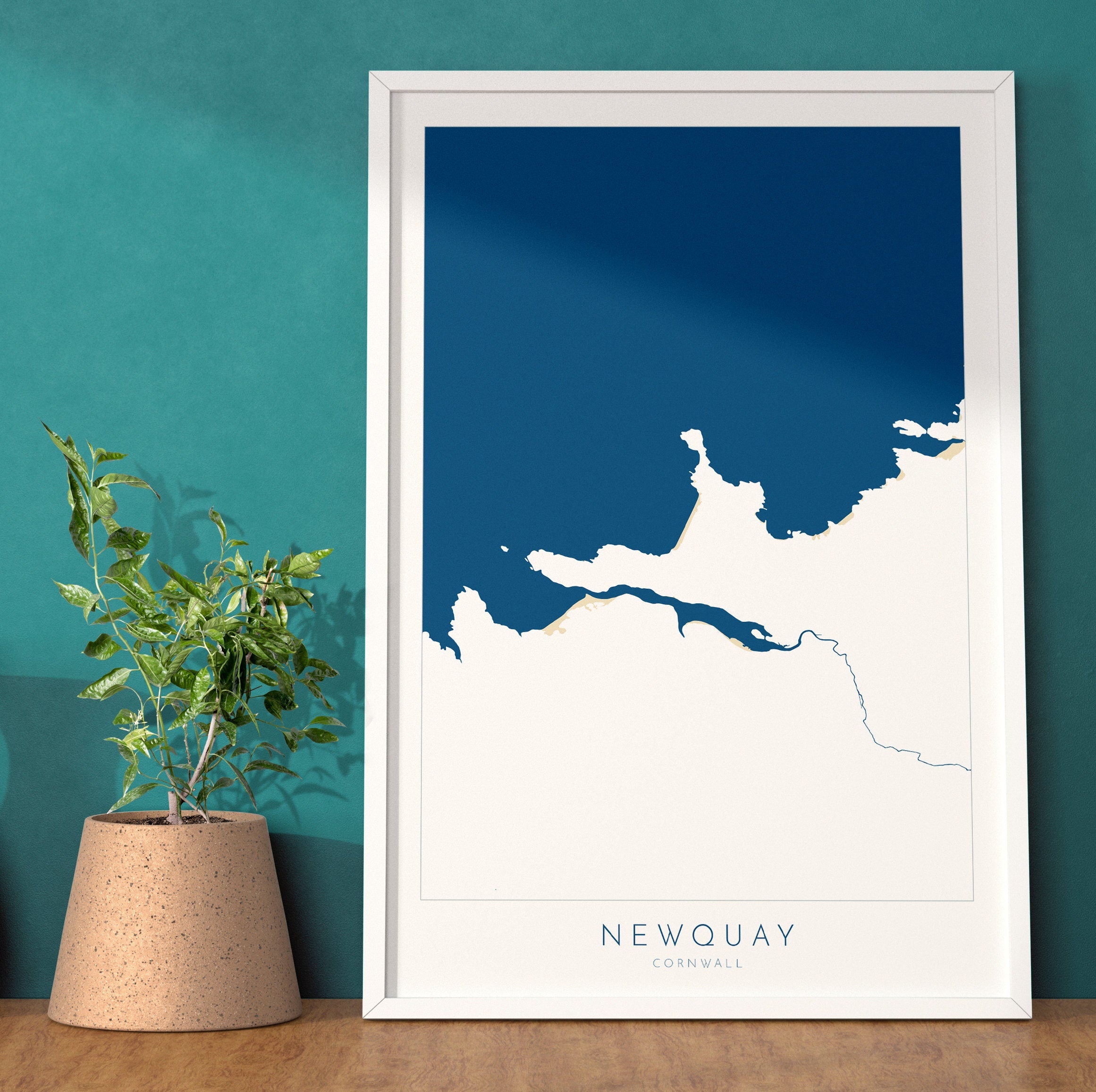 Newquay Map Art - Newquay Beach Print, Newquay Print, Cornwall Art, Cornwall Beach Art, Cornwall Coast Travel Poster, Southwest Coast Path