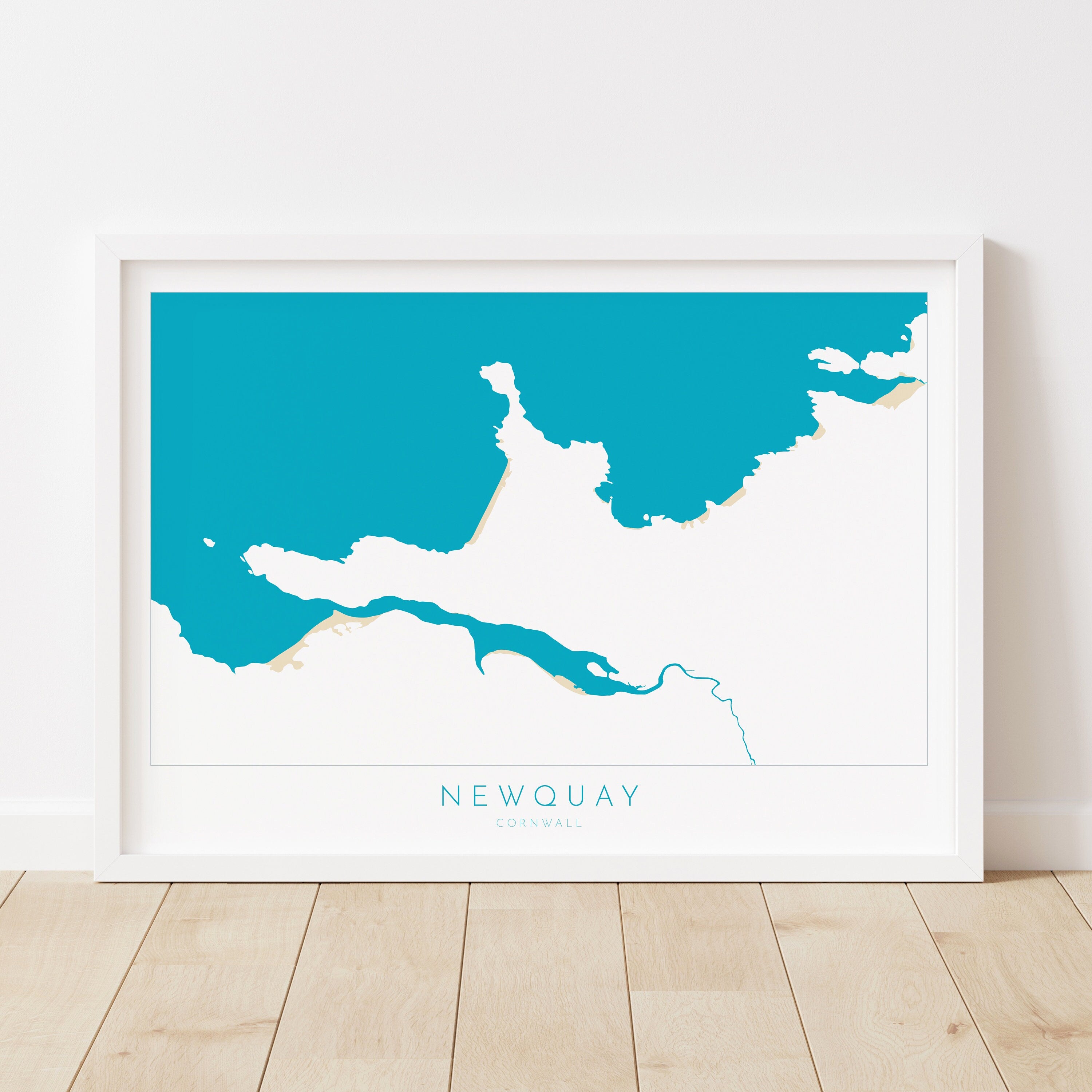 Newquay Art - Newquay Map, The Gannel Map Art, Cornwall Art, Newquay Print, Beach Art, Fistral Beach Poster, Lusty Glaze Cornwall