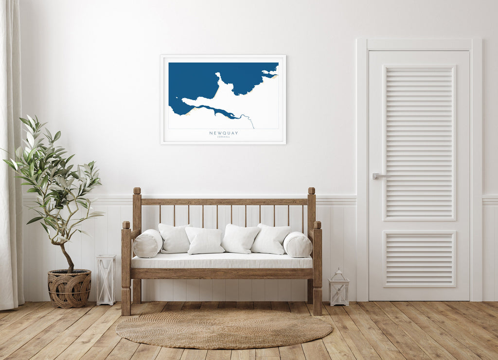 Newquay Art - Newquay Map, The Gannel Map Art, Cornwall Art, Newquay Print, Beach Art, Fistral Beach Poster, Lusty Glaze Cornwall