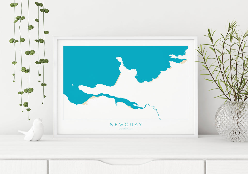 Newquay Art - Newquay Map, The Gannel Map Art, Cornwall Art, Newquay Print, Beach Art, Fistral Beach Poster, Lusty Glaze Cornwall