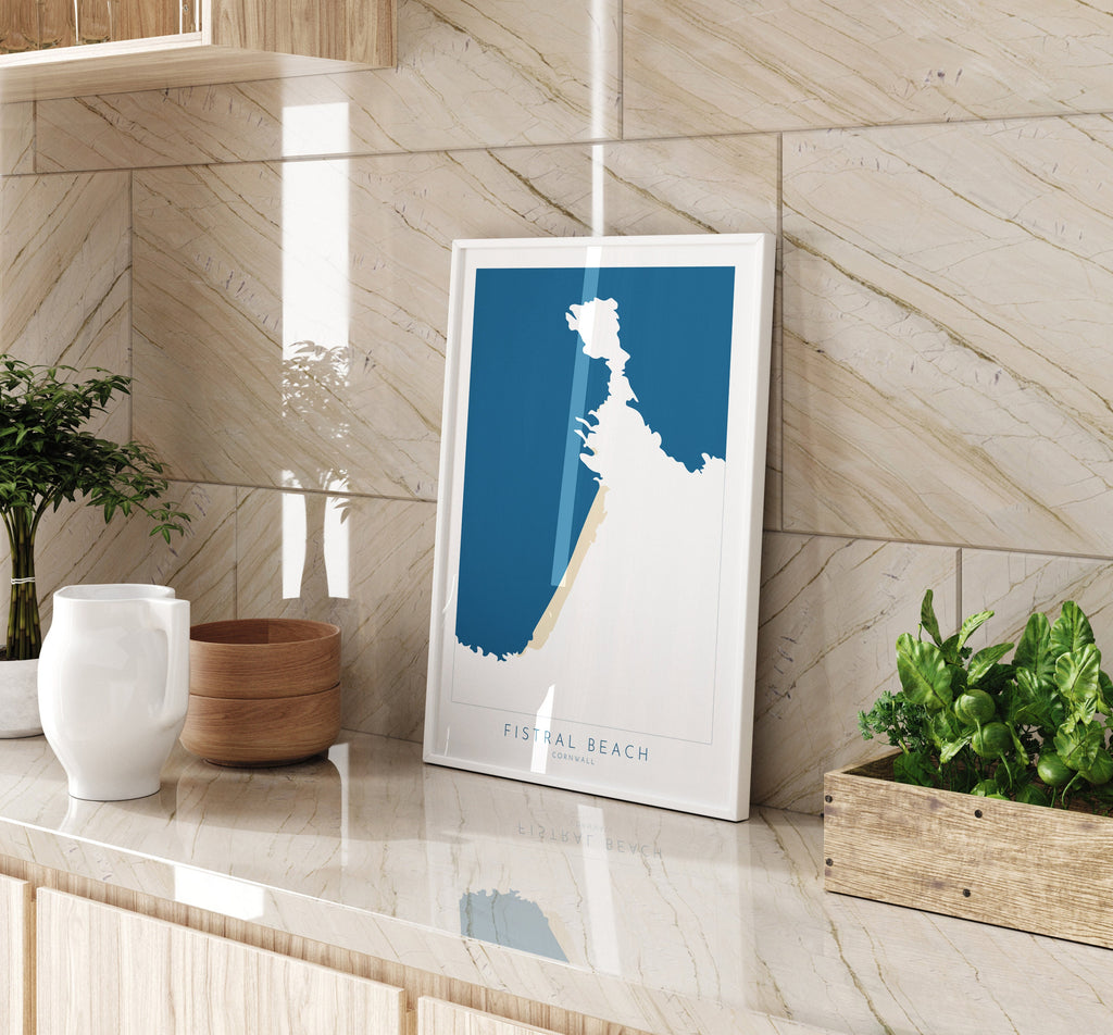 Fistral Beach Art - Newquay Beach Print, Newquay Map, Cornwall Art, Cornwall Beach Art, Cornwall Coast, Fistral Beach Map