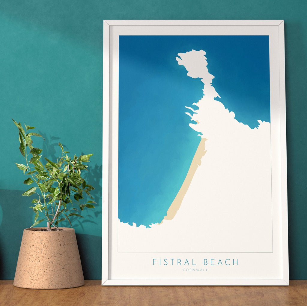 Fistral Beach Art - Newquay Beach Print, Newquay Map, Cornwall Art, Cornwall Beach Art, Cornwall Coast, Fistral Beach Map