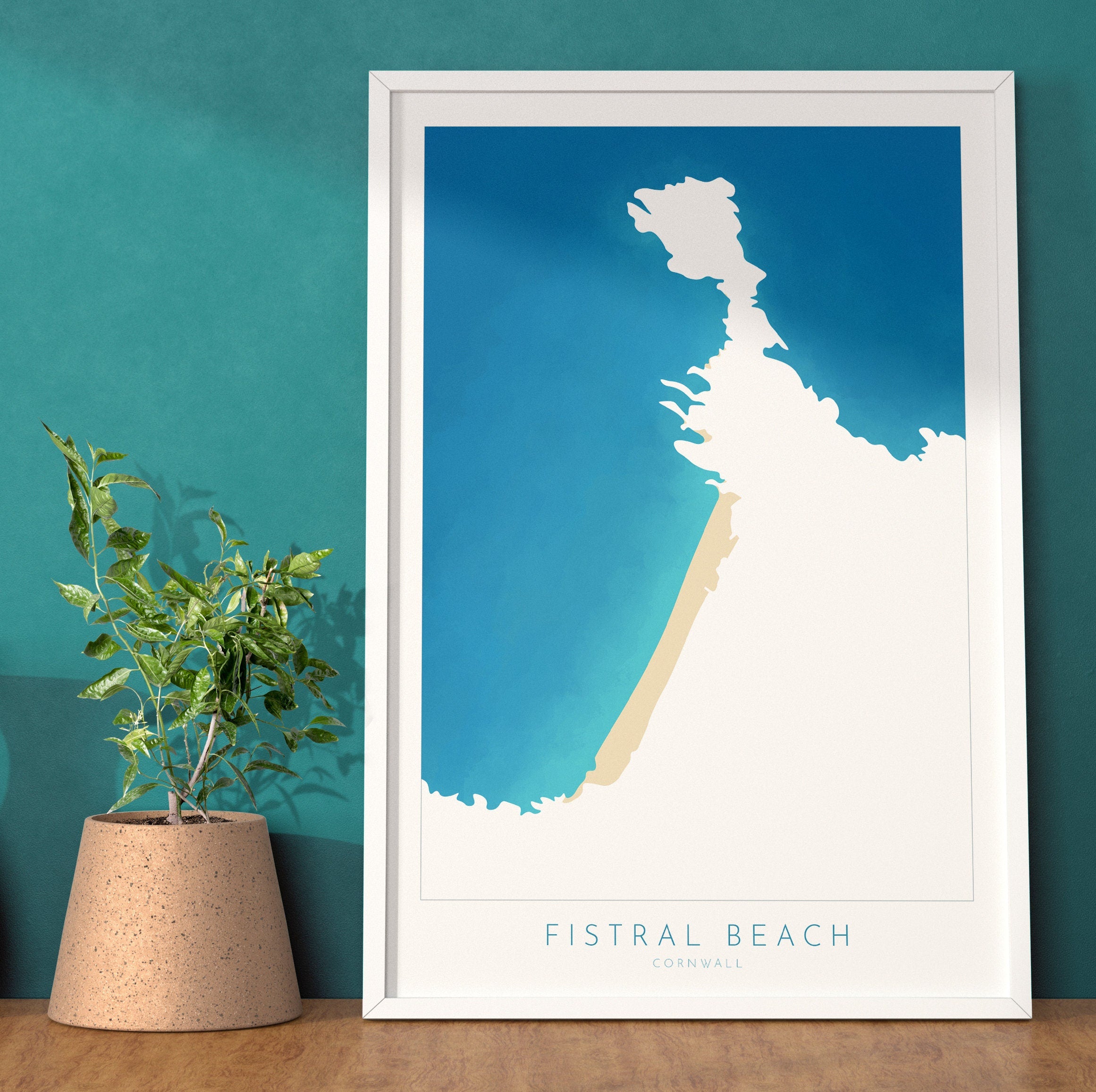Fistral Beach Art - Newquay Beach Print, Newquay Map, Cornwall Art, Cornwall Beach Art, Cornwall Coast, Fistral Beach Map