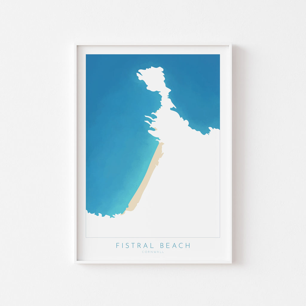 Fistral Beach Art - Newquay Beach Print, Newquay Map, Cornwall Art, Cornwall Beach Art, Cornwall Coast, Fistral Beach Map
