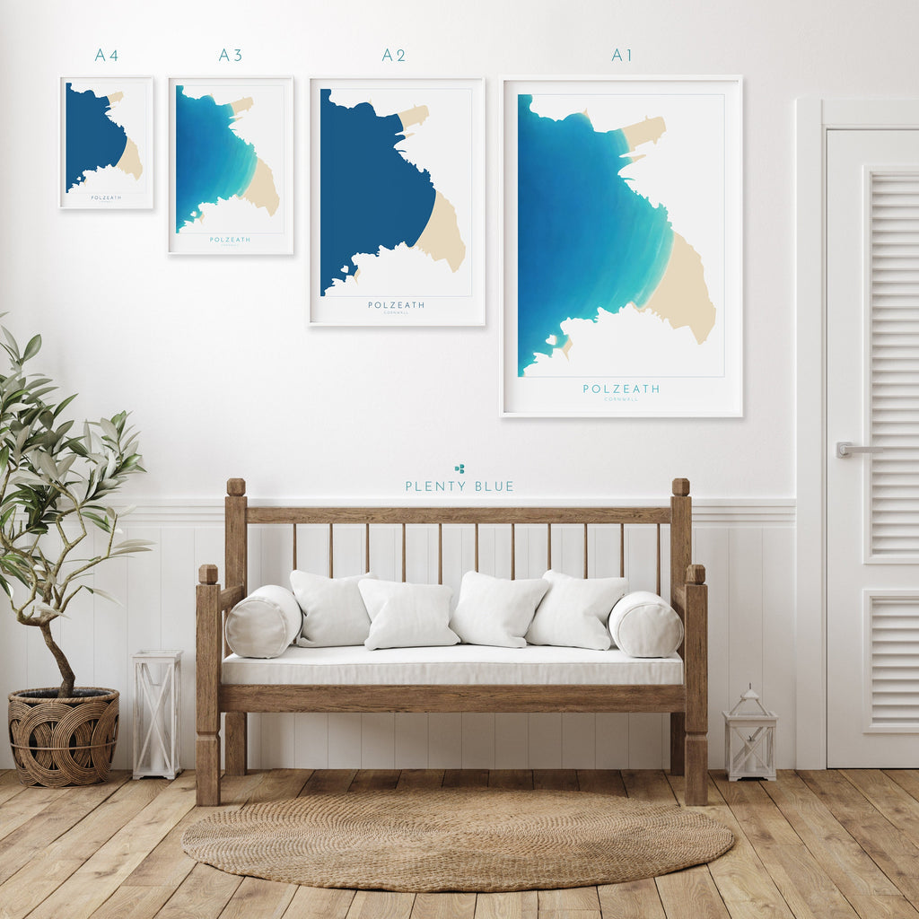 Polzeath Print - Cornwall Map, Polzeath Beach Poster, Camel Estuary Art, Padstow Print, North Cornwall, Cornish Coast