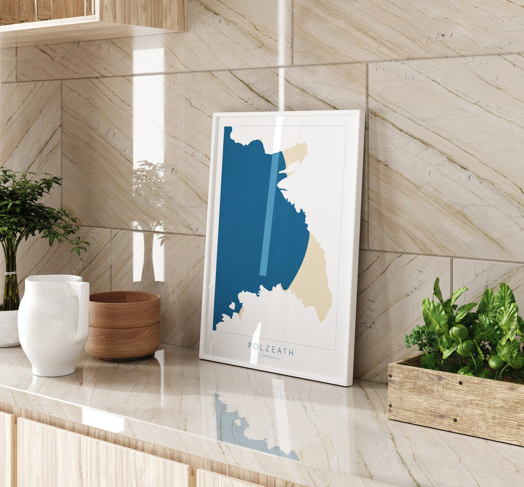 Polzeath Print - Cornwall Map, Polzeath Beach Poster, Camel Estuary Art, Padstow Print, North Cornwall, Cornish Coast