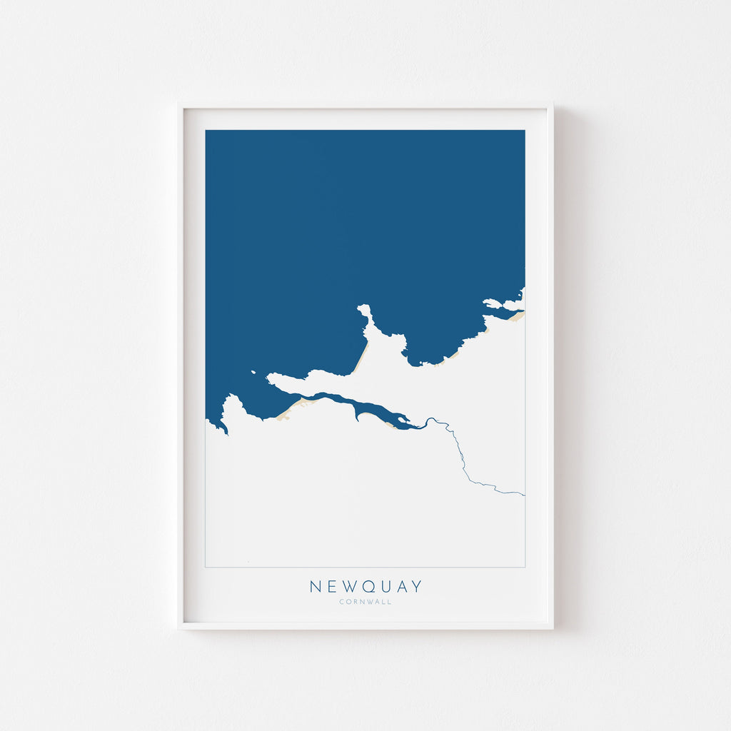 Newquay Map Art - Newquay Beach Print, Newquay Print, Cornwall Art, Cornwall Beach Art, Cornwall Coast Travel Poster, Southwest Coast Path