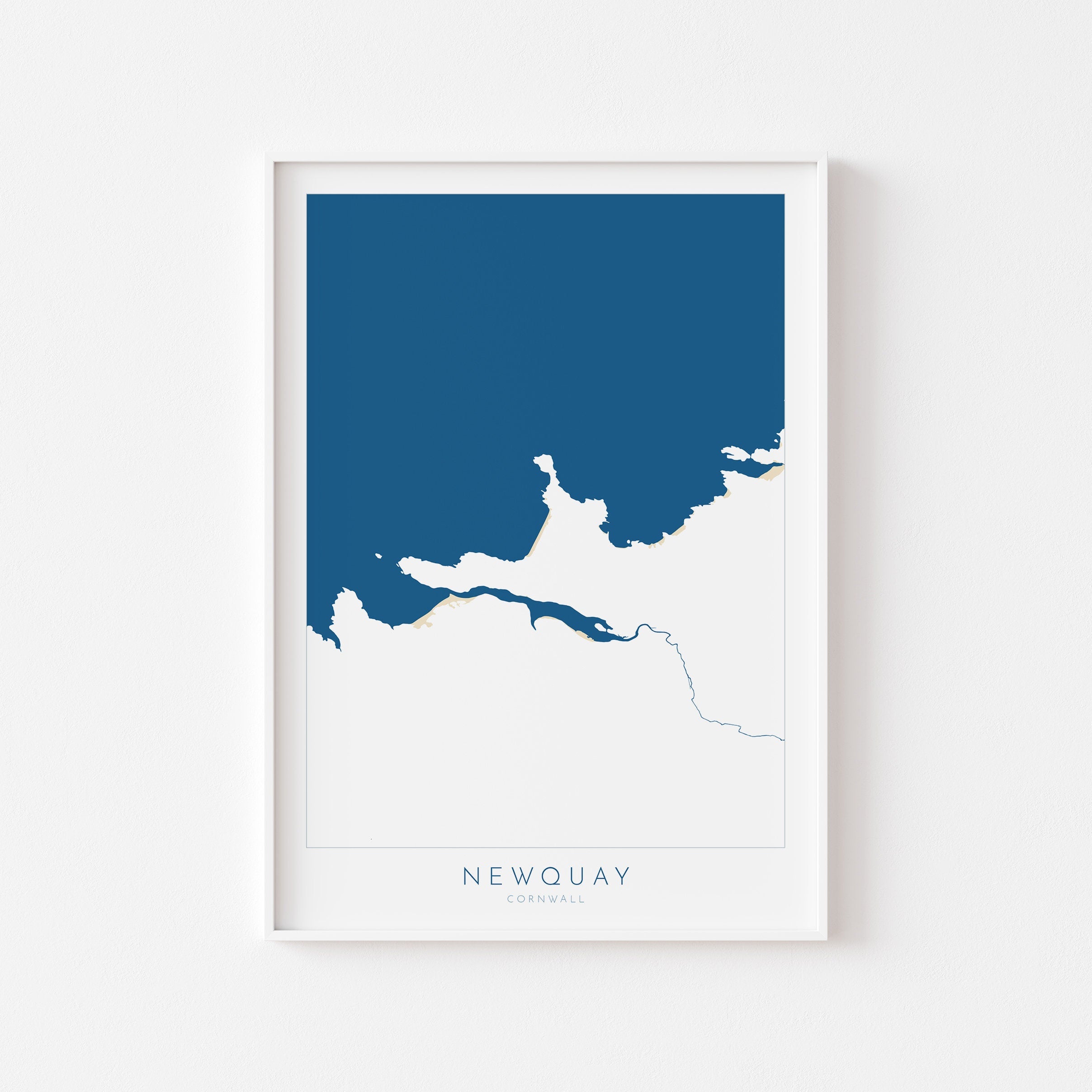 Newquay Map Art - Newquay Beach Print, Newquay Print, Cornwall Art, Cornwall Beach Art, Cornwall Coast Travel Poster, Southwest Coast Path