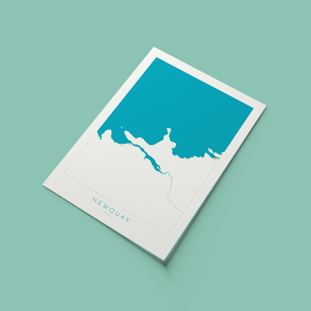 Newquay Map Art - Newquay Beach Print, Newquay Print, Cornwall Art, Cornwall Beach Art, Cornwall Coast Travel Poster, Southwest Coast Path