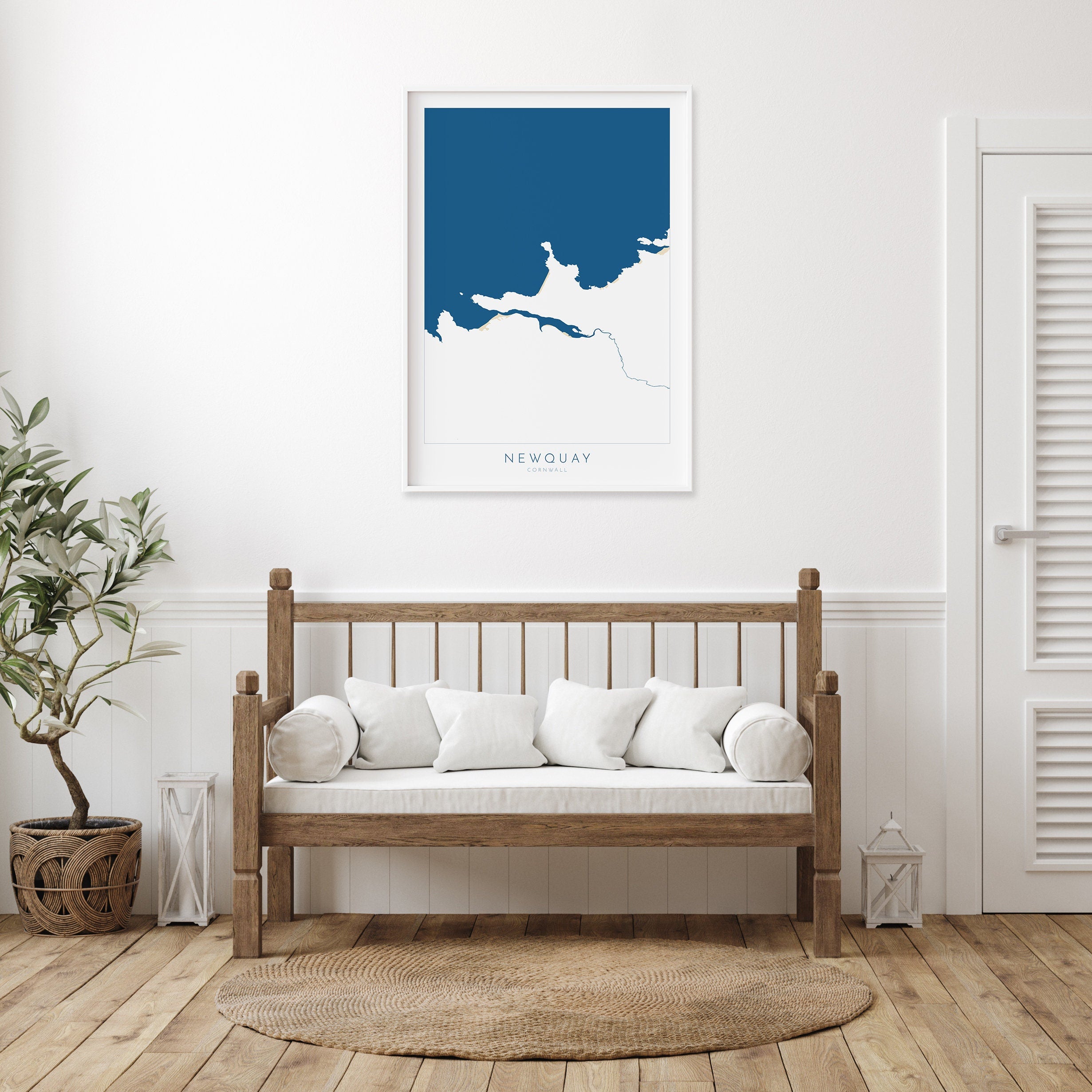 Newquay Map Art - Newquay Beach Print, Newquay Print, Cornwall Art, Cornwall Beach Art, Cornwall Coast Travel Poster, Southwest Coast Path