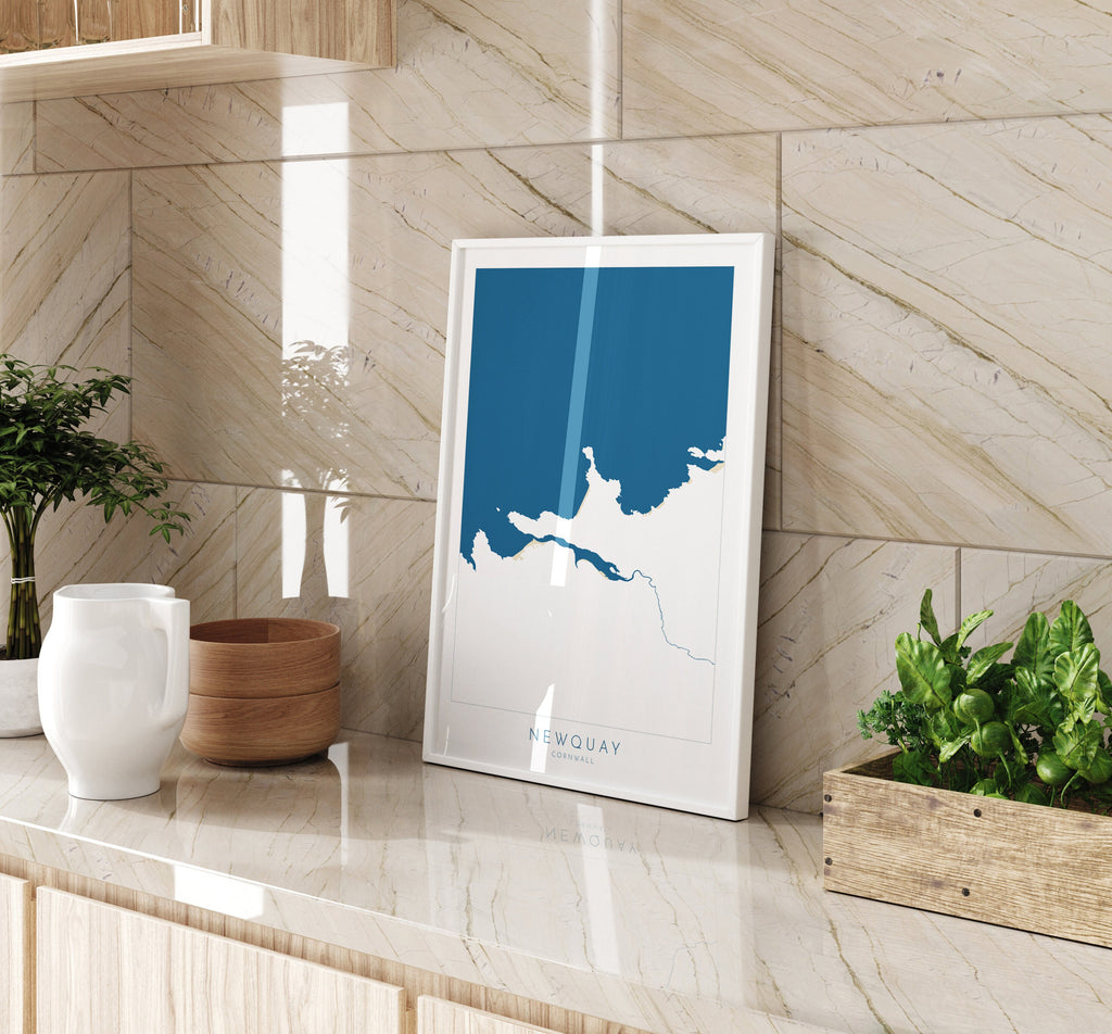 Newquay Map Art - Newquay Beach Print, Newquay Print, Cornwall Art, Cornwall Beach Art, Cornwall Coast Travel Poster, Southwest Coast Path