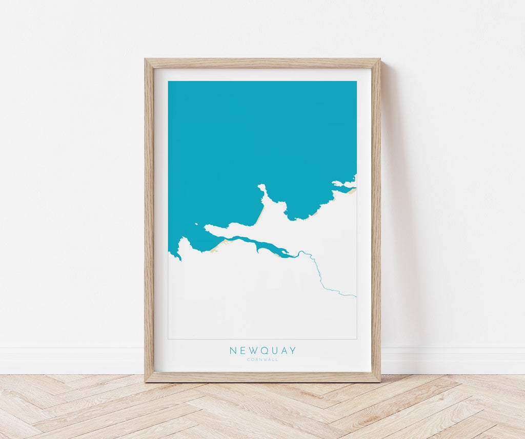 Newquay Map Art - Newquay Beach Print, Newquay Print, Cornwall Art, Cornwall Beach Art, Cornwall Coast Travel Poster, Southwest Coast Path