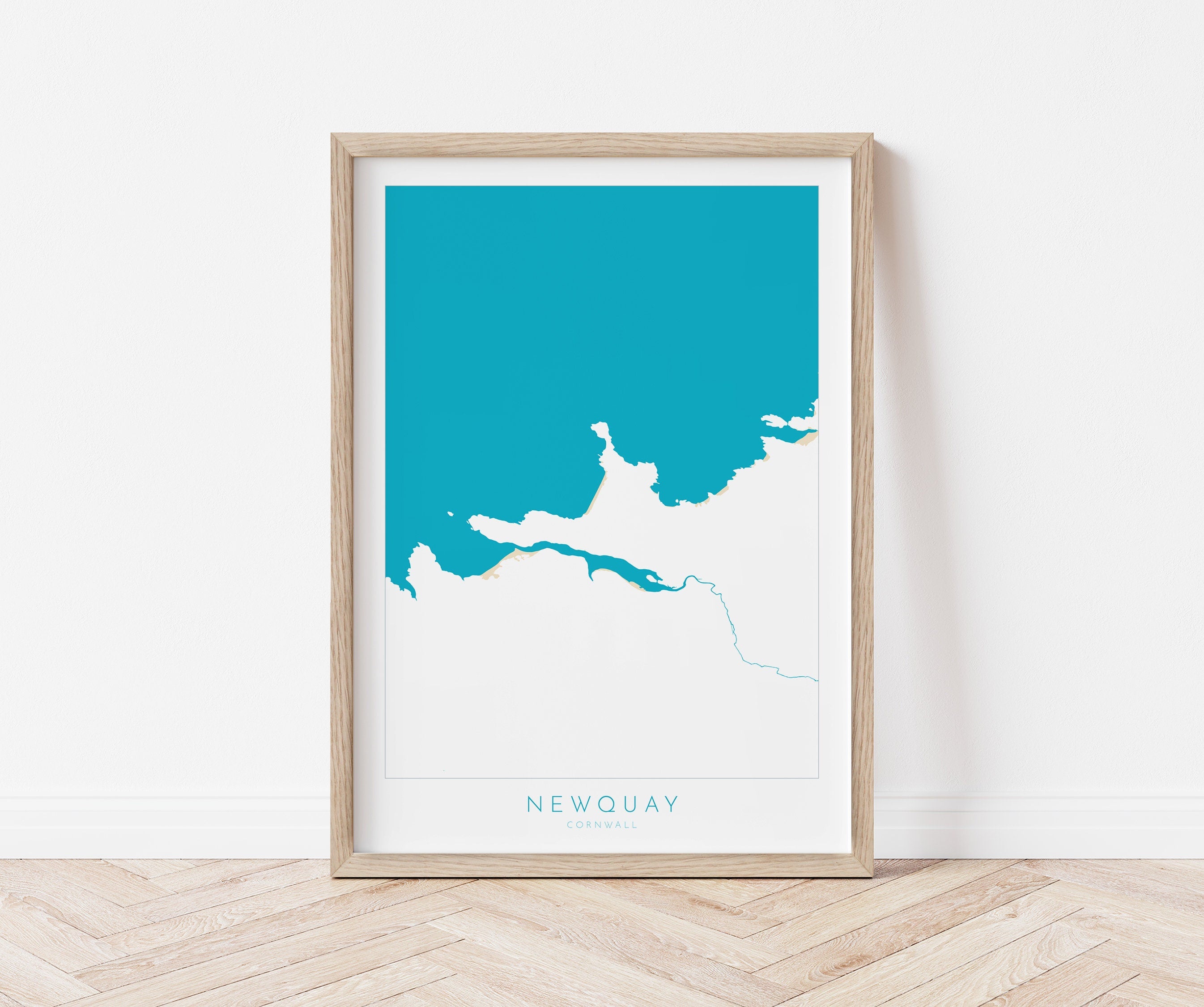 Newquay Map Art - Newquay Beach Print, Newquay Print, Cornwall Art, Cornwall Beach Art, Cornwall Coast Travel Poster, Southwest Coast Path