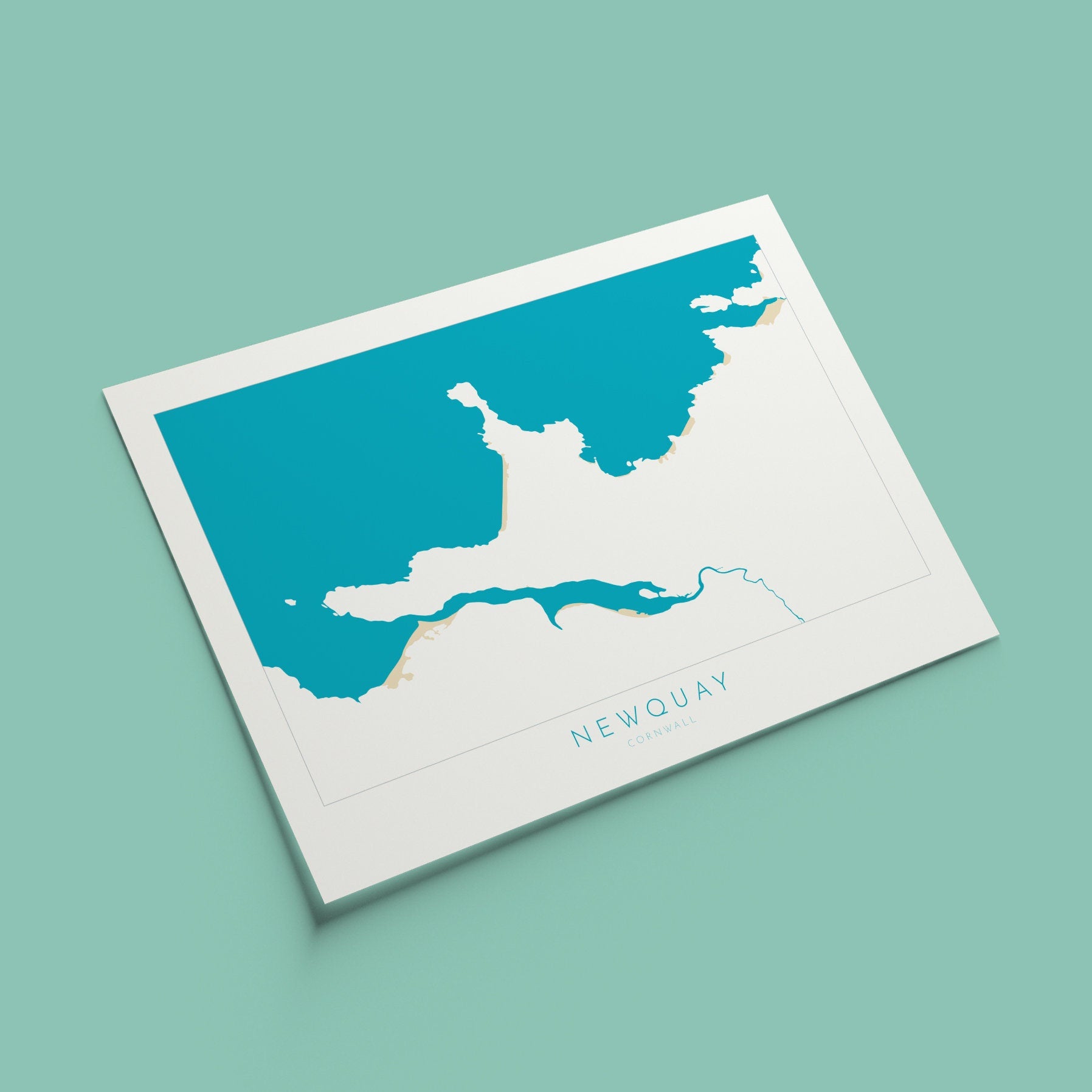 Newquay Art - Newquay Map, The Gannel Map Art, Cornwall Art, Newquay Print, Beach Art, Fistral Beach Poster, Lusty Glaze Cornwall