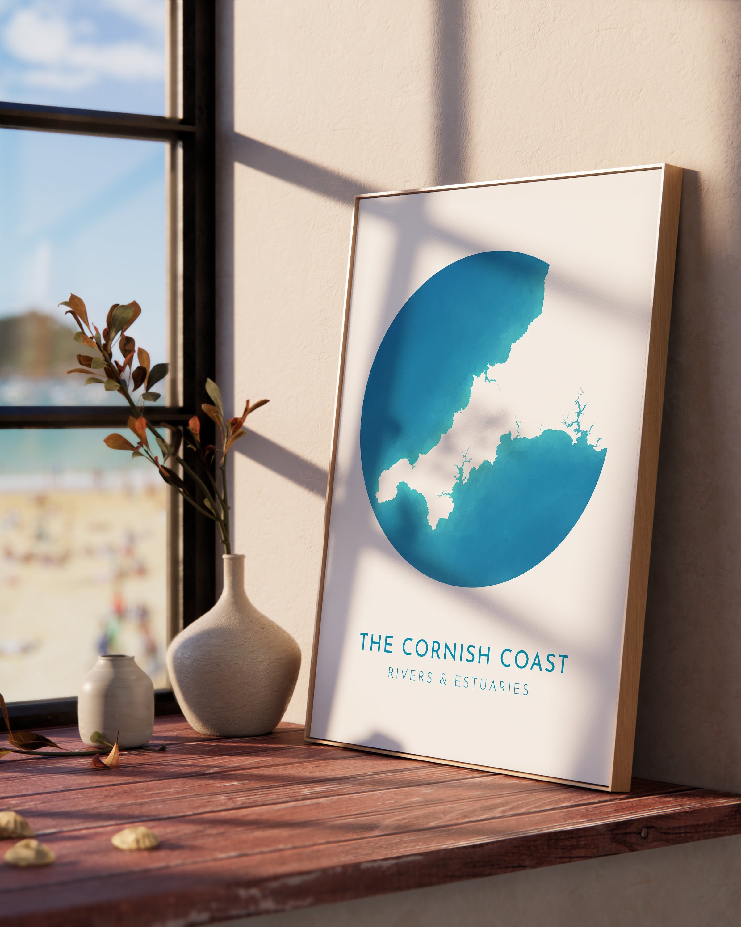 Cornwall Map - Cornish Coastline Art, Cornwall Art, Cornwall Rivers, Cornwall Coast, River Tamar, River Fal, Camel Estuary