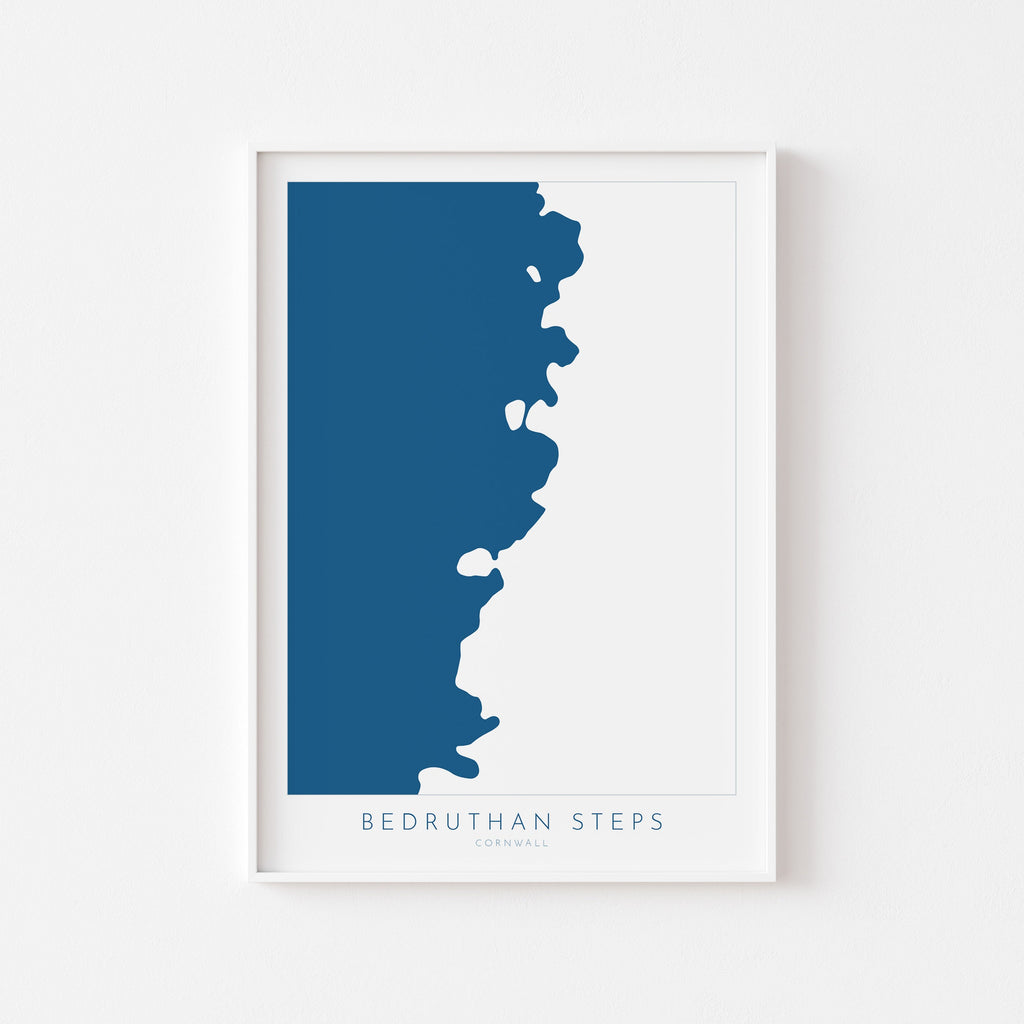 Bedruthan Steps Map Art - Cornwall Map Art, Bedruthan Beach Map, Cornwall Coast Map, Cornwall Beach Print, Mawgan Porth Art