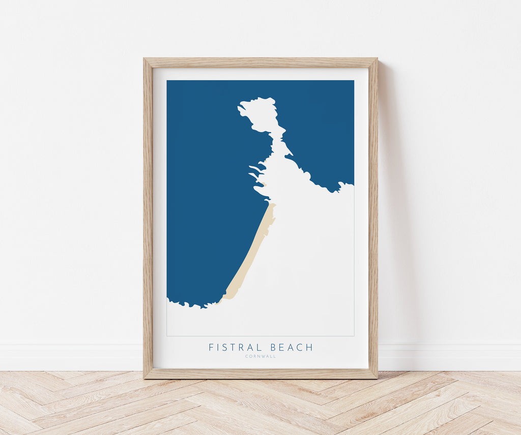 Fistral Beach Art - Newquay Beach Print, Newquay Map, Cornwall Art, Cornwall Beach Art, Cornwall Coast, Fistral Beach Map