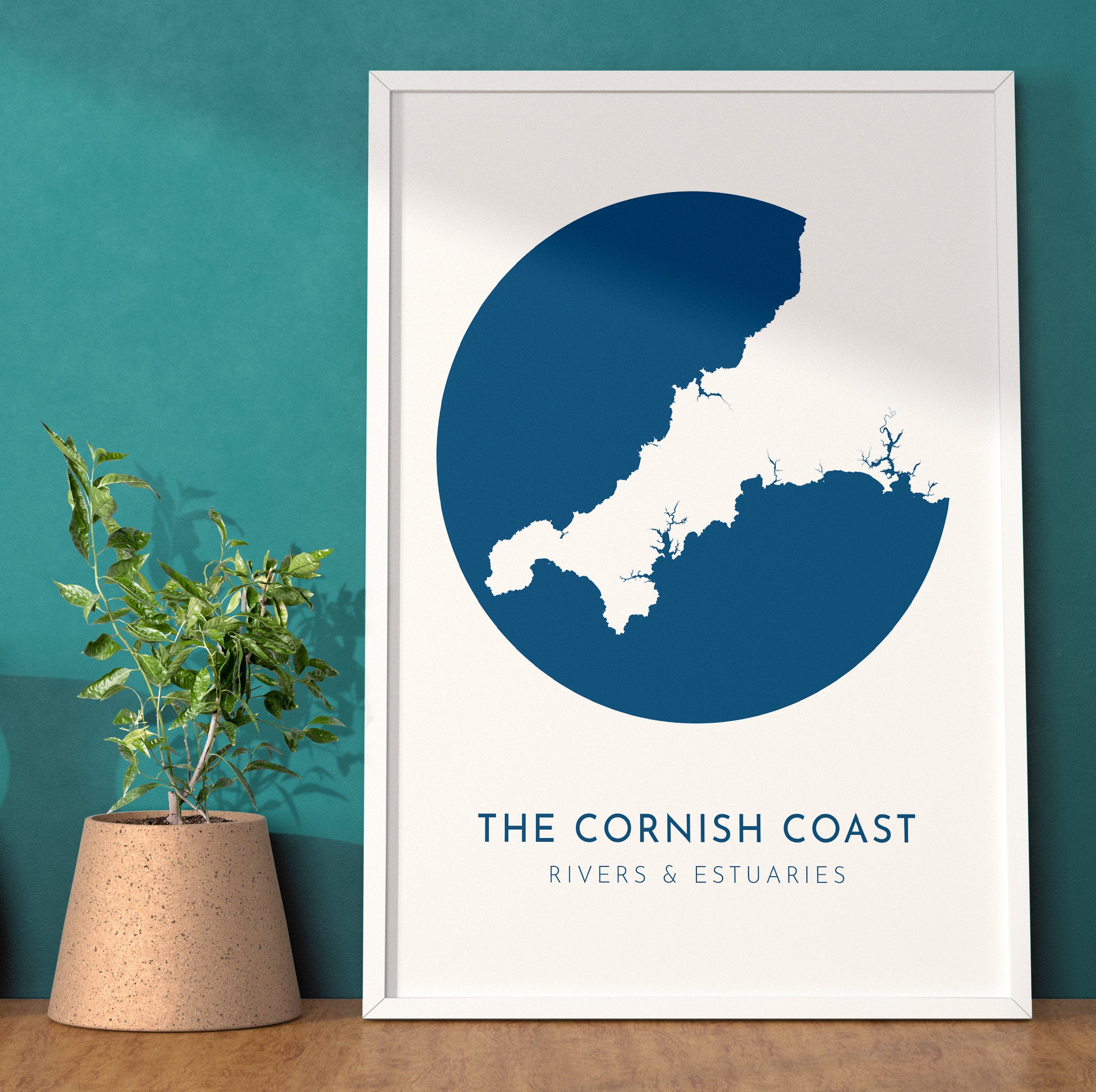 Cornwall Map - Cornish Coastline Art, Cornwall Art, Cornwall Rivers, Cornwall Coast, River Tamar, River Fal, Camel Estuary