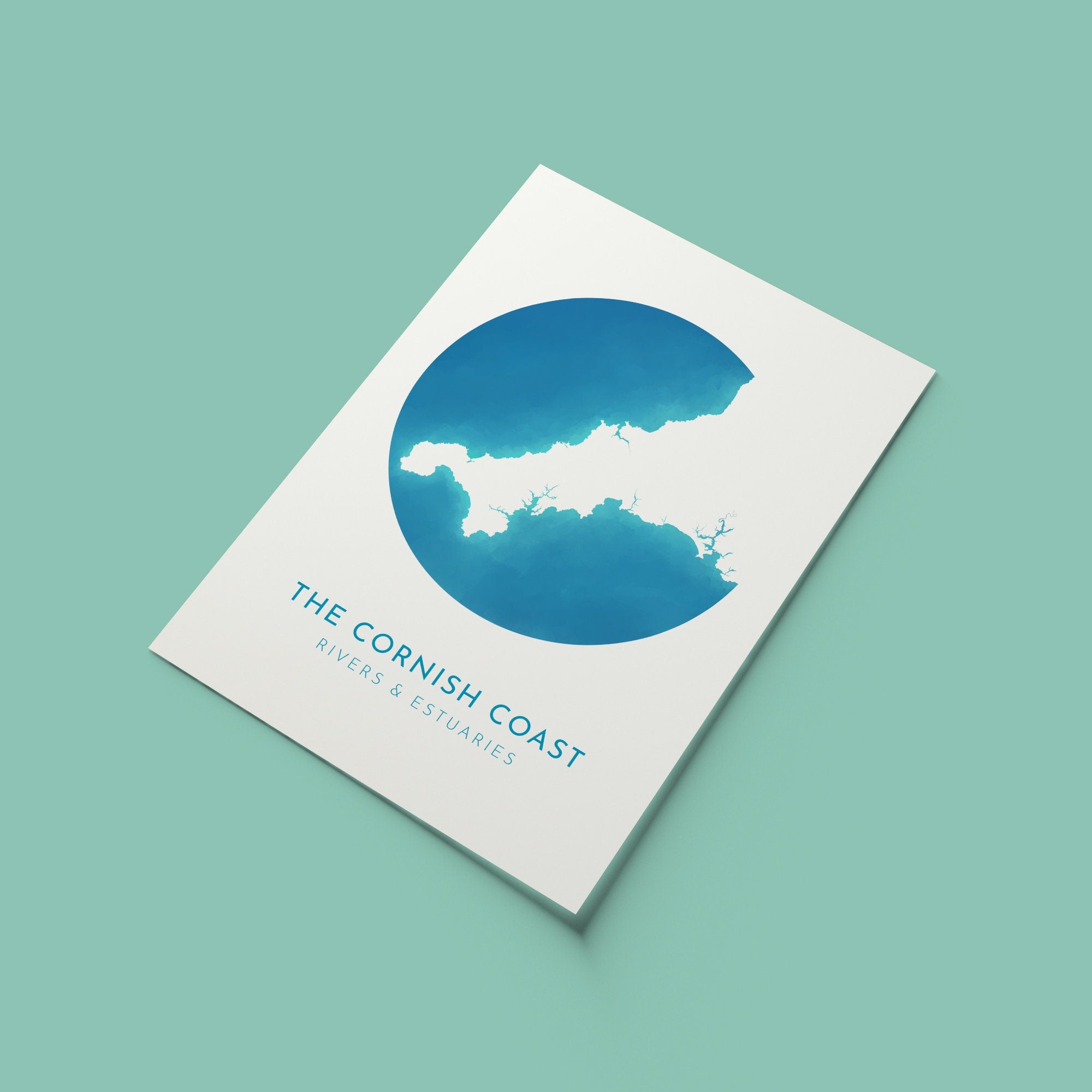 Cornwall Map - Cornish Coastline Art, Cornwall Art, Cornwall Rivers, Cornwall Coast, River Tamar, River Fal, Camel Estuary