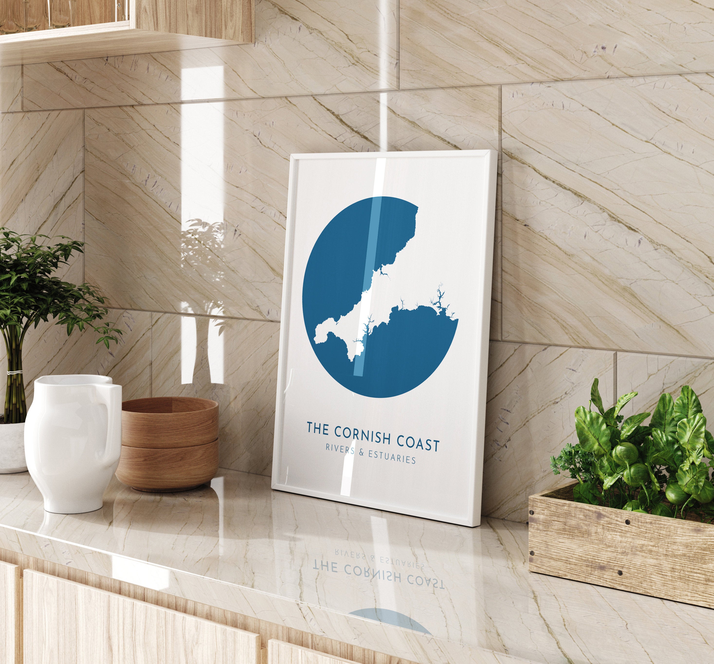 Cornwall Map - Cornish Coastline Art, Cornwall Art, Cornwall Rivers, Cornwall Coast, River Tamar, River Fal, Camel Estuary