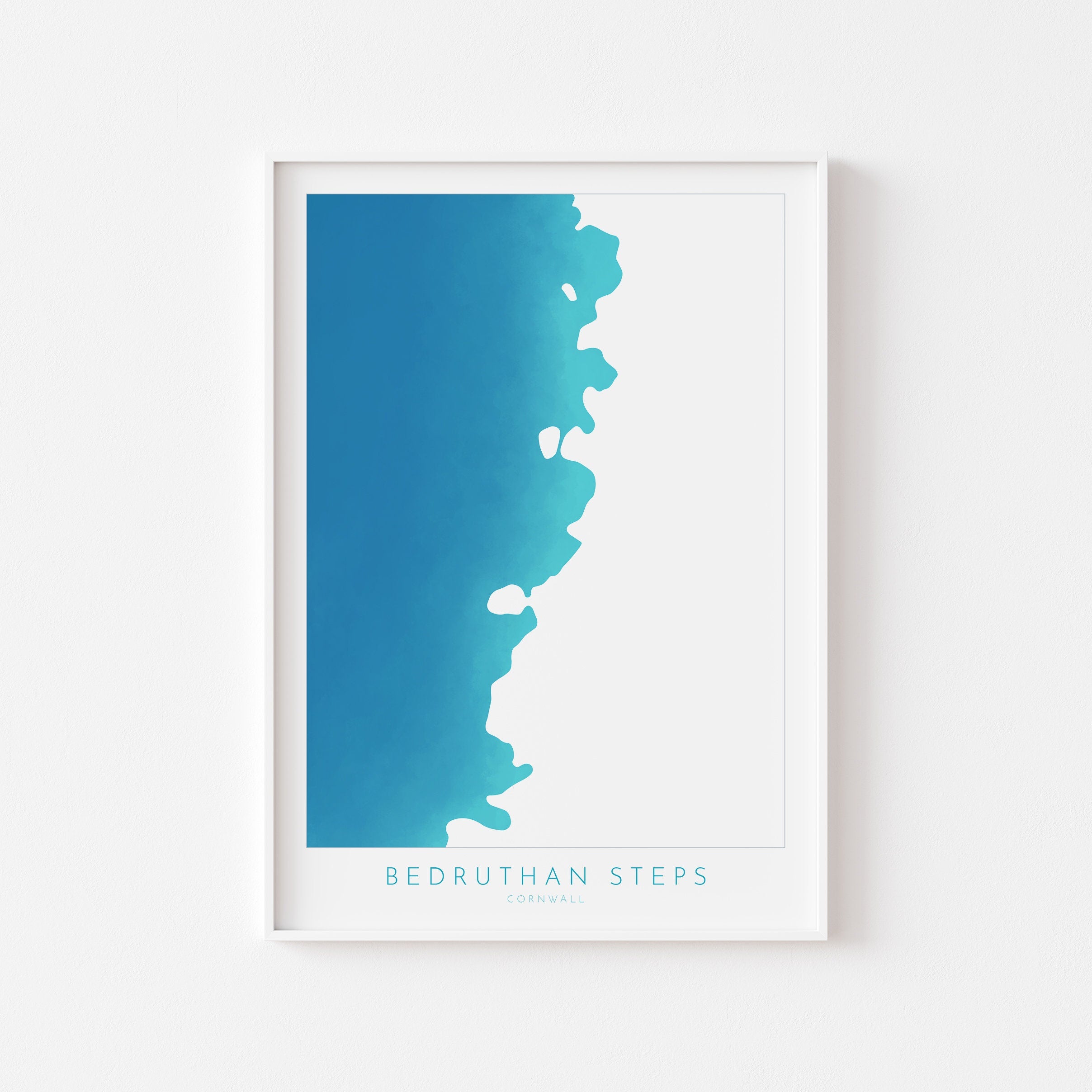 Bedruthan Steps Map Art - Cornwall Map Art, Bedruthan Beach Map, Cornwall Coast Map, Cornwall Beach Print, Mawgan Porth Art