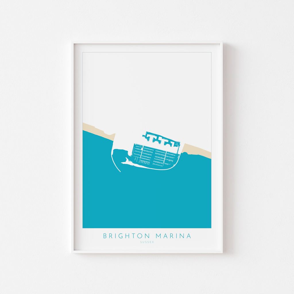 Brighton Marina Art - Brighton Art, Brighton Map, Beach art, Sussex Coast, Sussex Map, Travel Print, Sussex Art