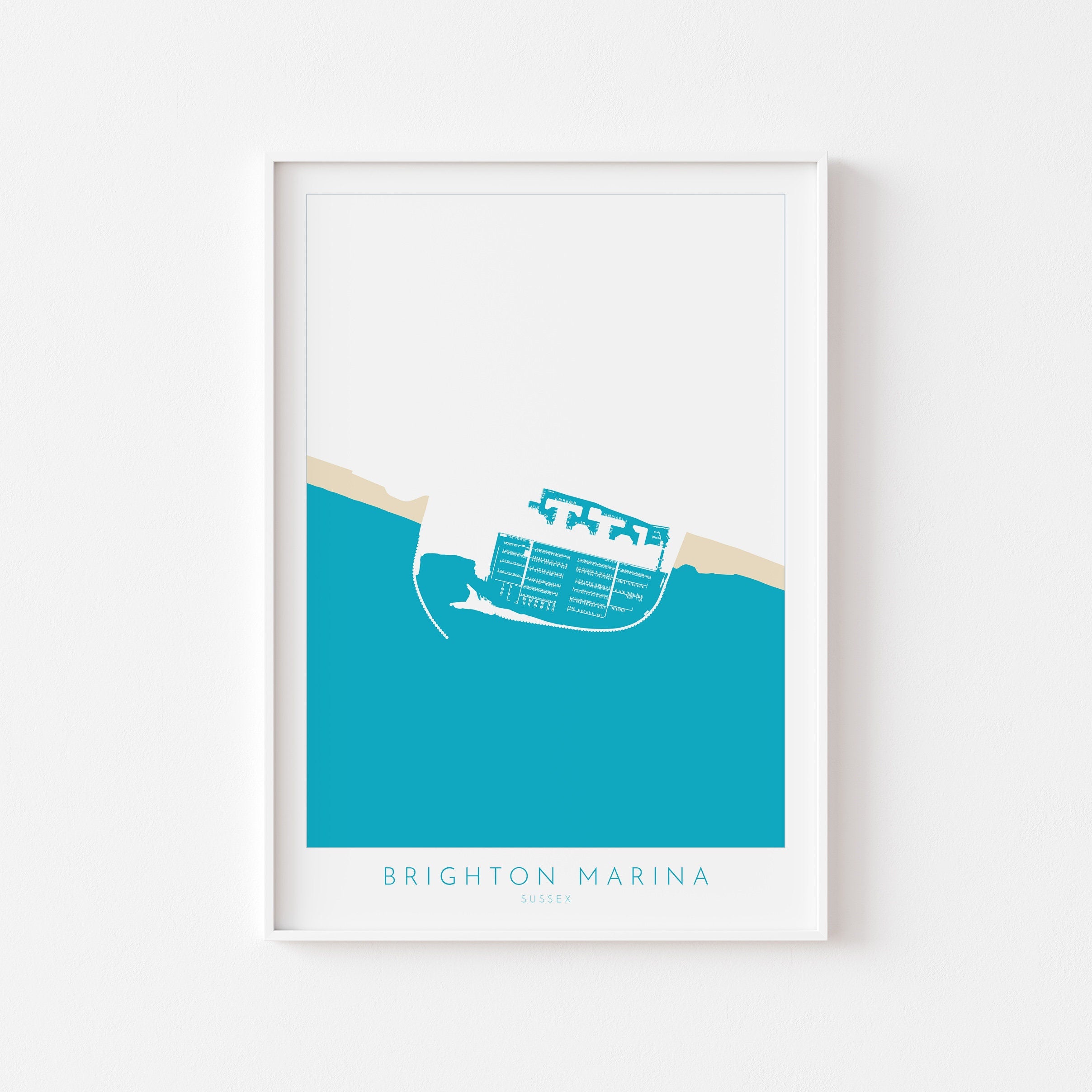 Brighton Marina Art - Brighton Art, Brighton Map, Beach art, Sussex Coast, Sussex Map, Travel Print, Sussex Art