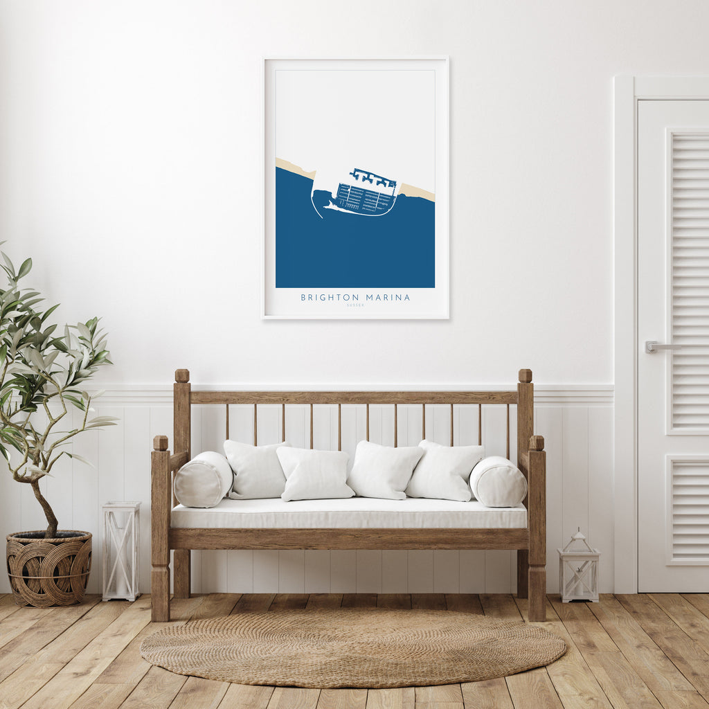 Brighton Marina Art - Brighton Art, Brighton Map, Beach art, Sussex Coast, Sussex Map, Travel Print, Sussex Art