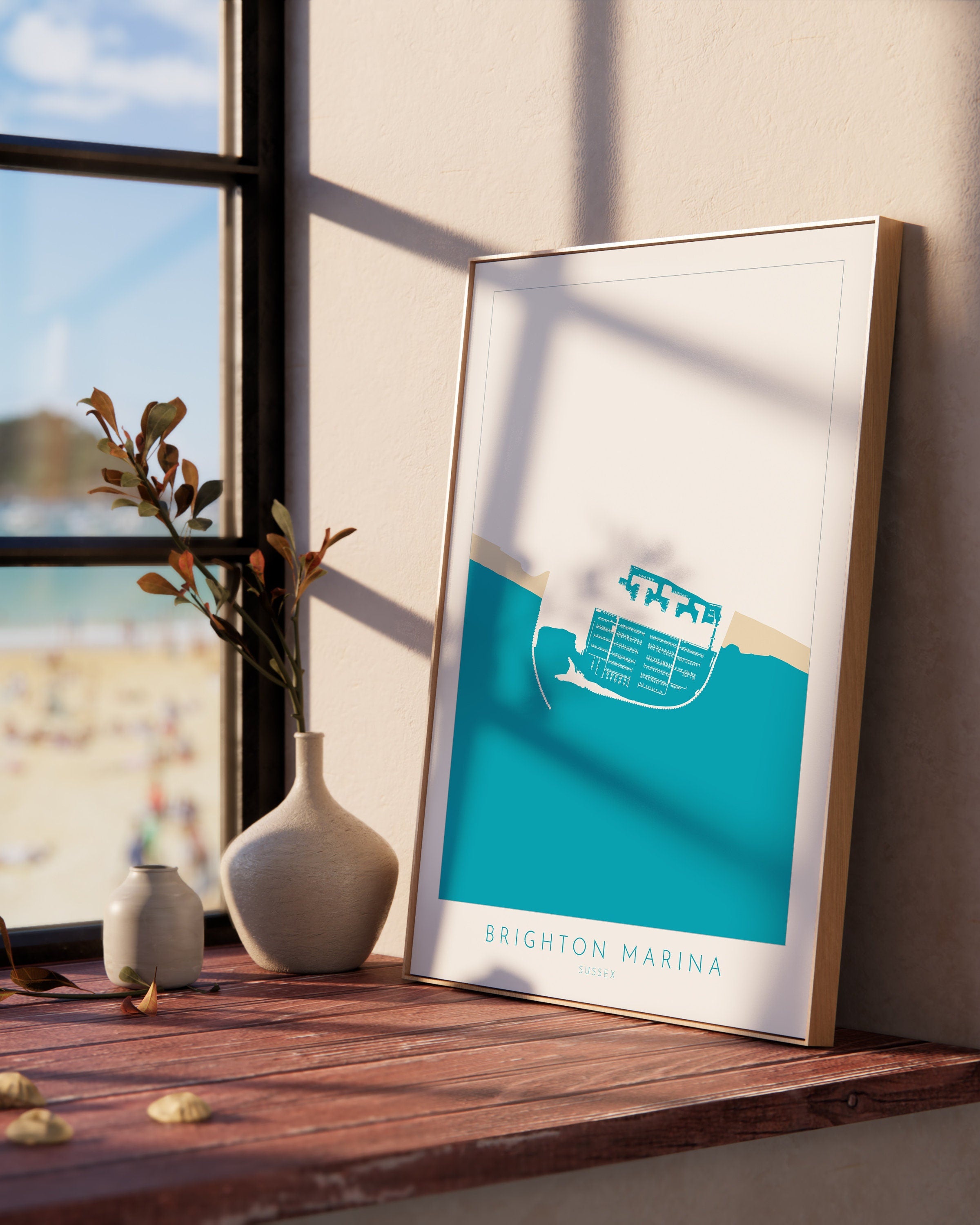 Brighton Marina Art - Brighton Art, Brighton Map, Beach art, Sussex Coast, Sussex Map, Travel Print, Sussex Art