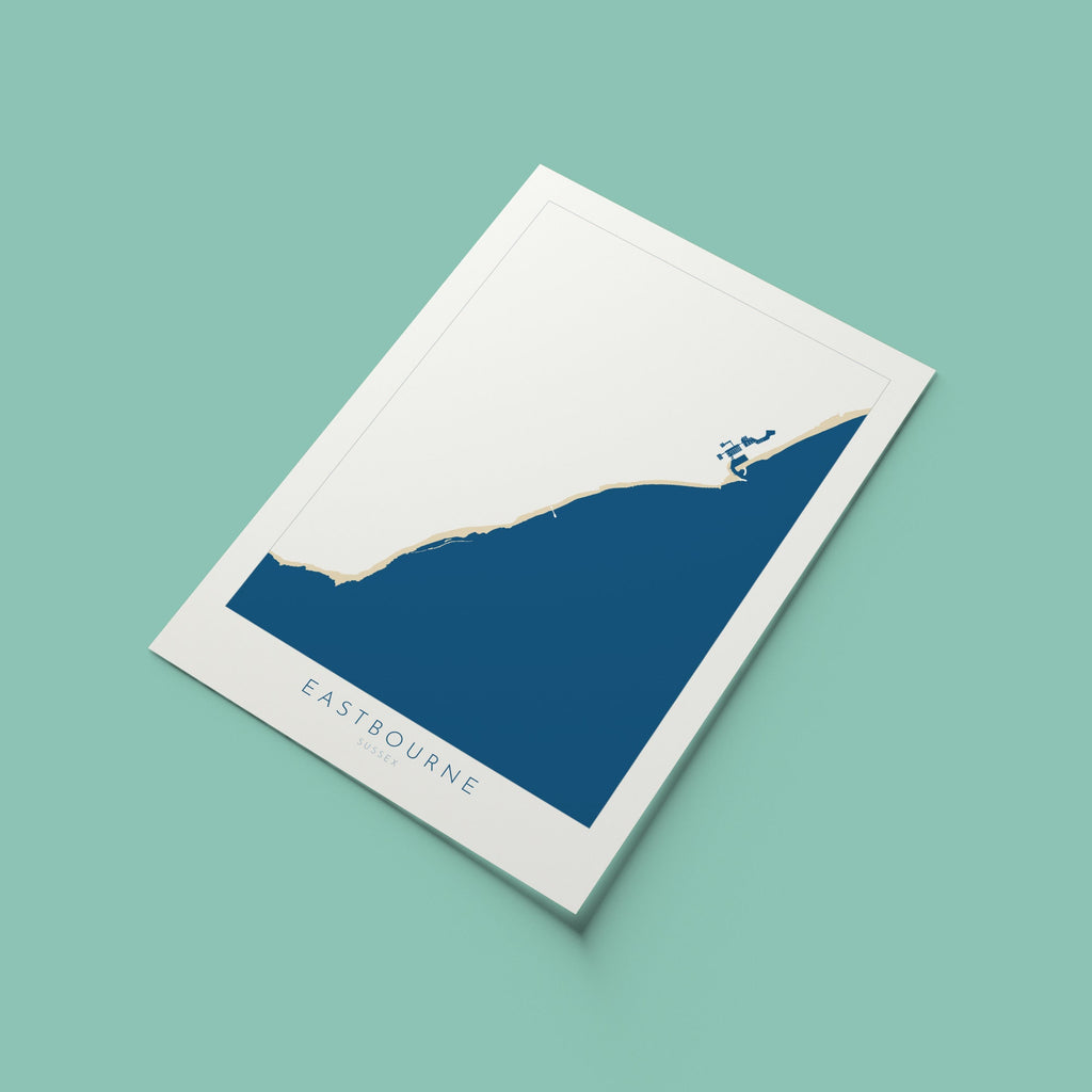 Eastbourne Map - Eastbourne Art, Eastbourne Pier, Beachy Head, Sovereign Harbour, Sussex Coast, Sussex Map, Travel Print, Sussex Art