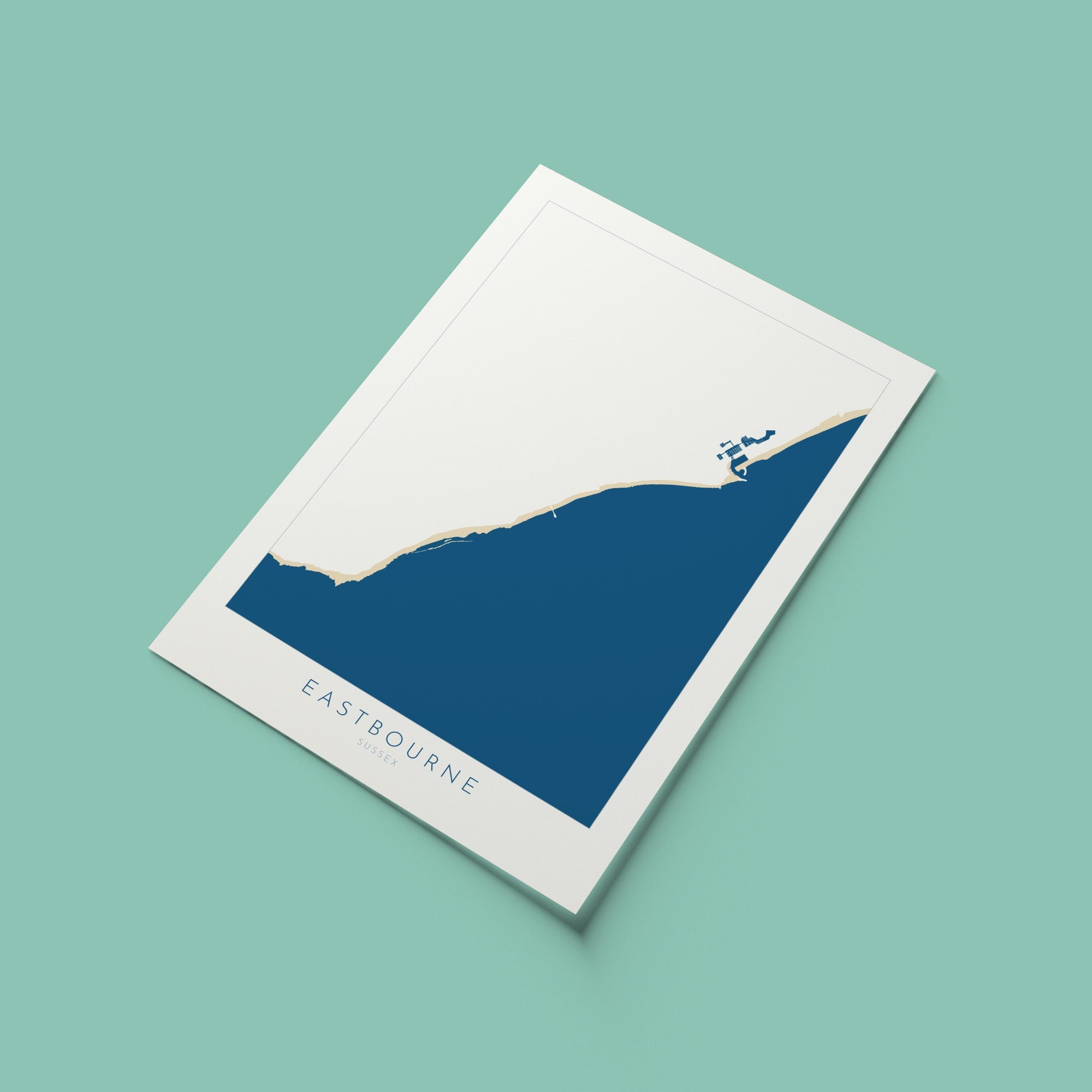 Eastbourne Map - Eastbourne Art, Eastbourne Pier, Beachy Head, Sovereign Harbour, Sussex Coast, Sussex Map, Travel Print, Sussex Art